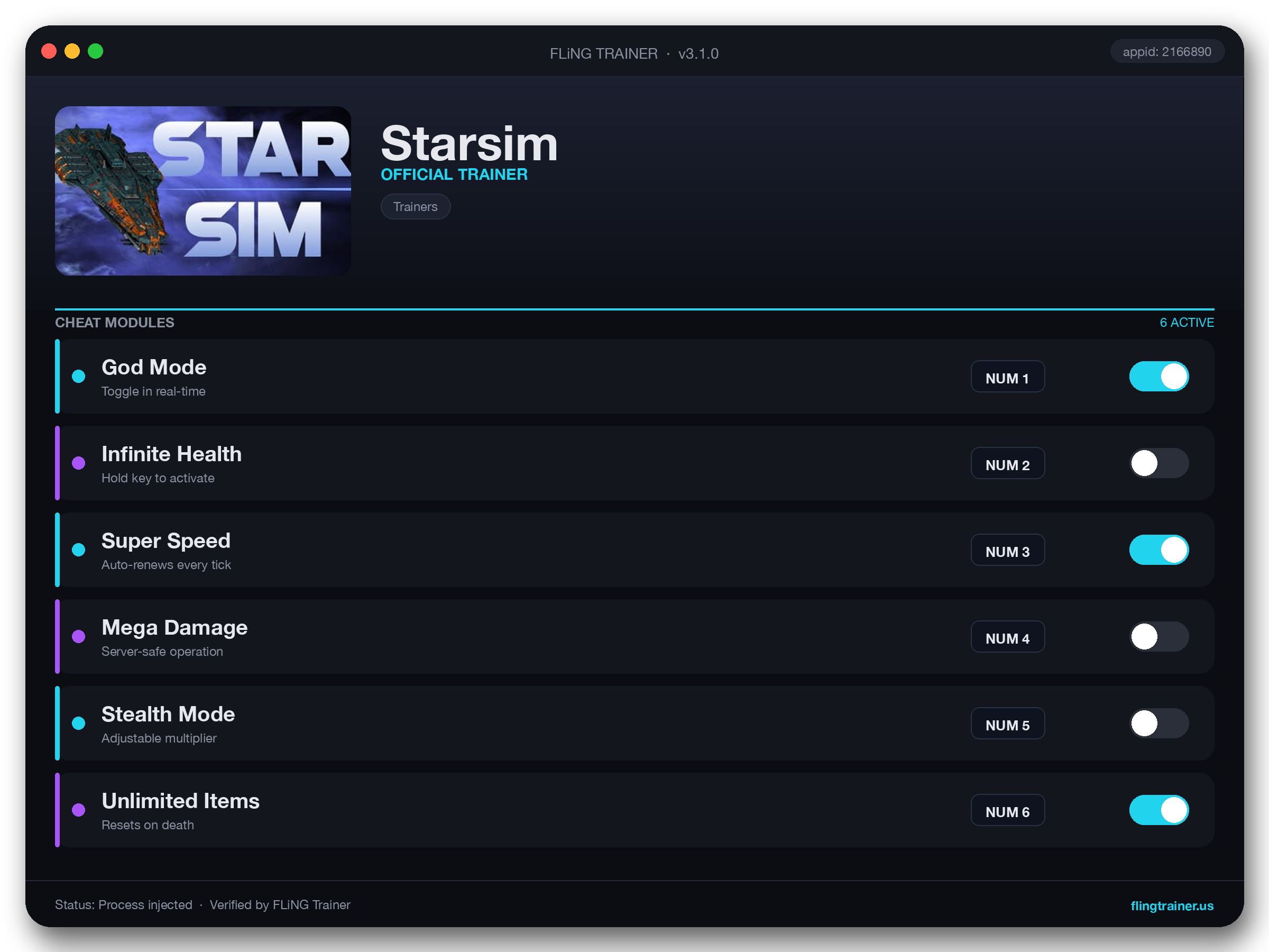 Starsim Trainer interface