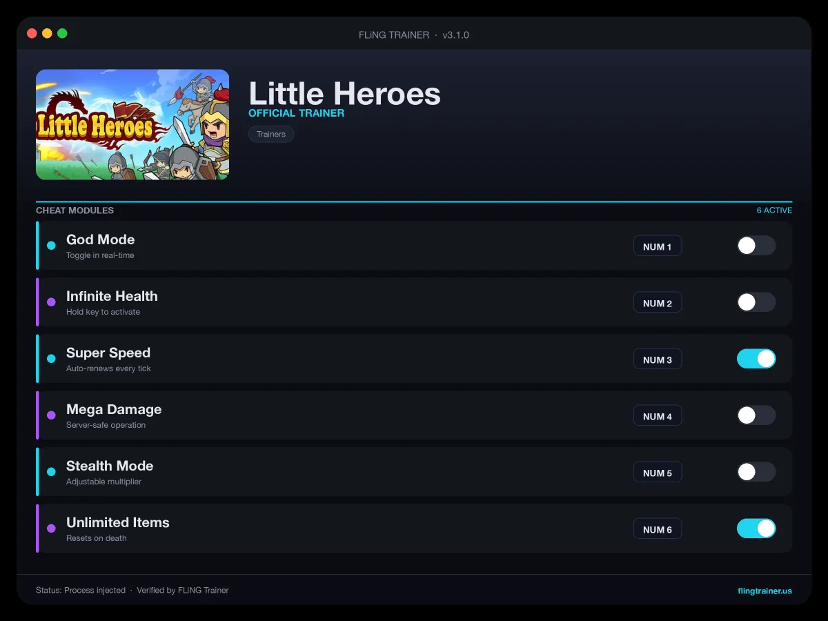 Little Heroes Trainer interface