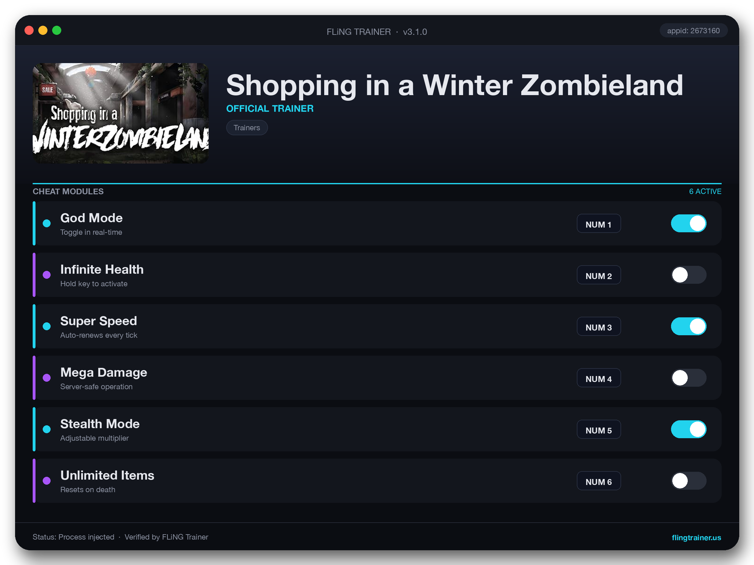 Shopping in a Winter Zombieland Trainer interface