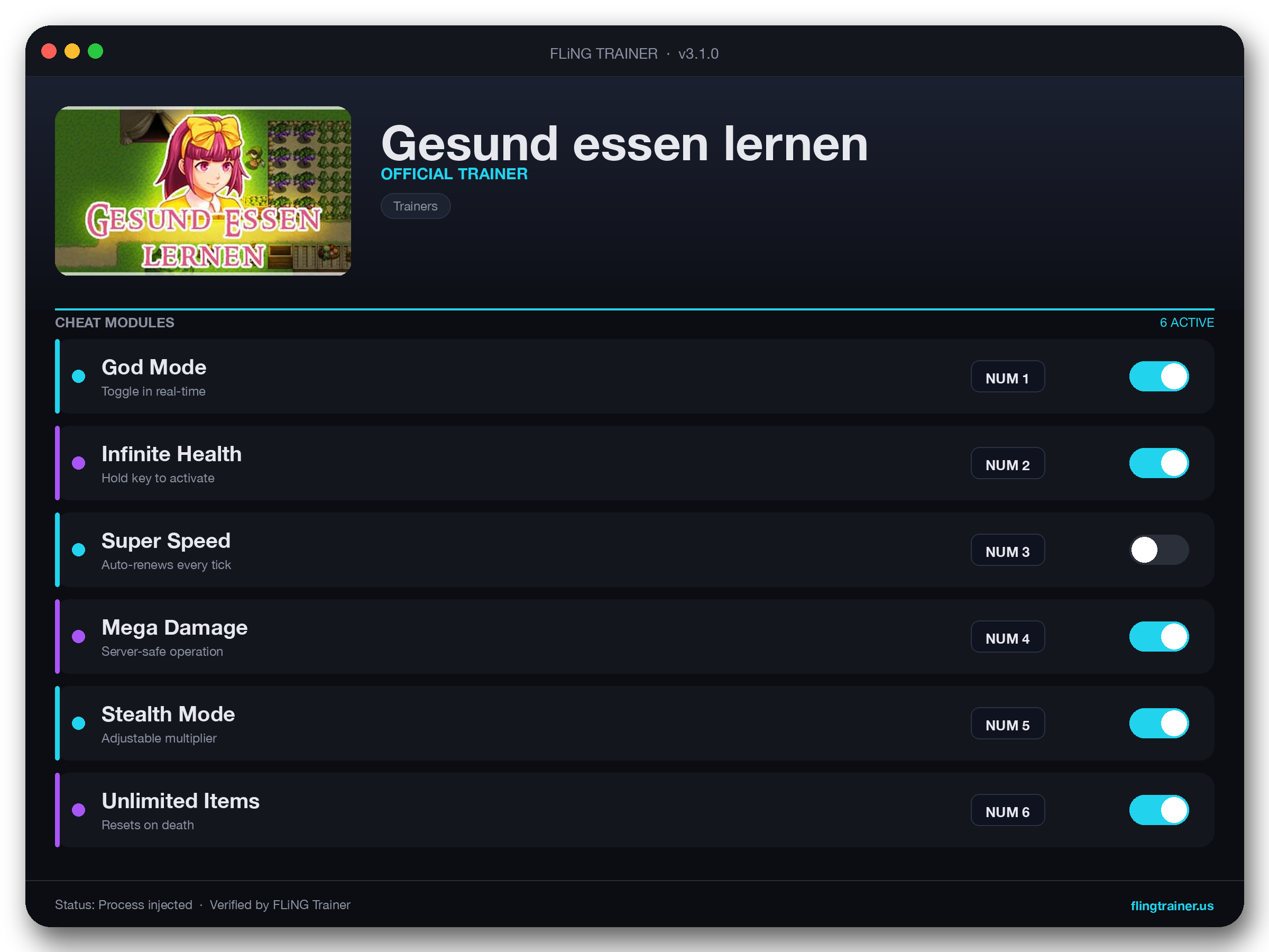 Gesund essen lernen Trainer interface
