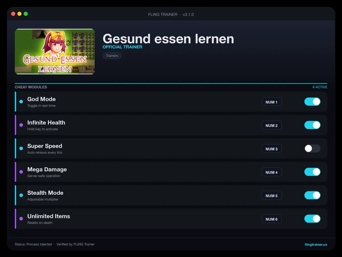 Gesund essen lernen Trainer interface