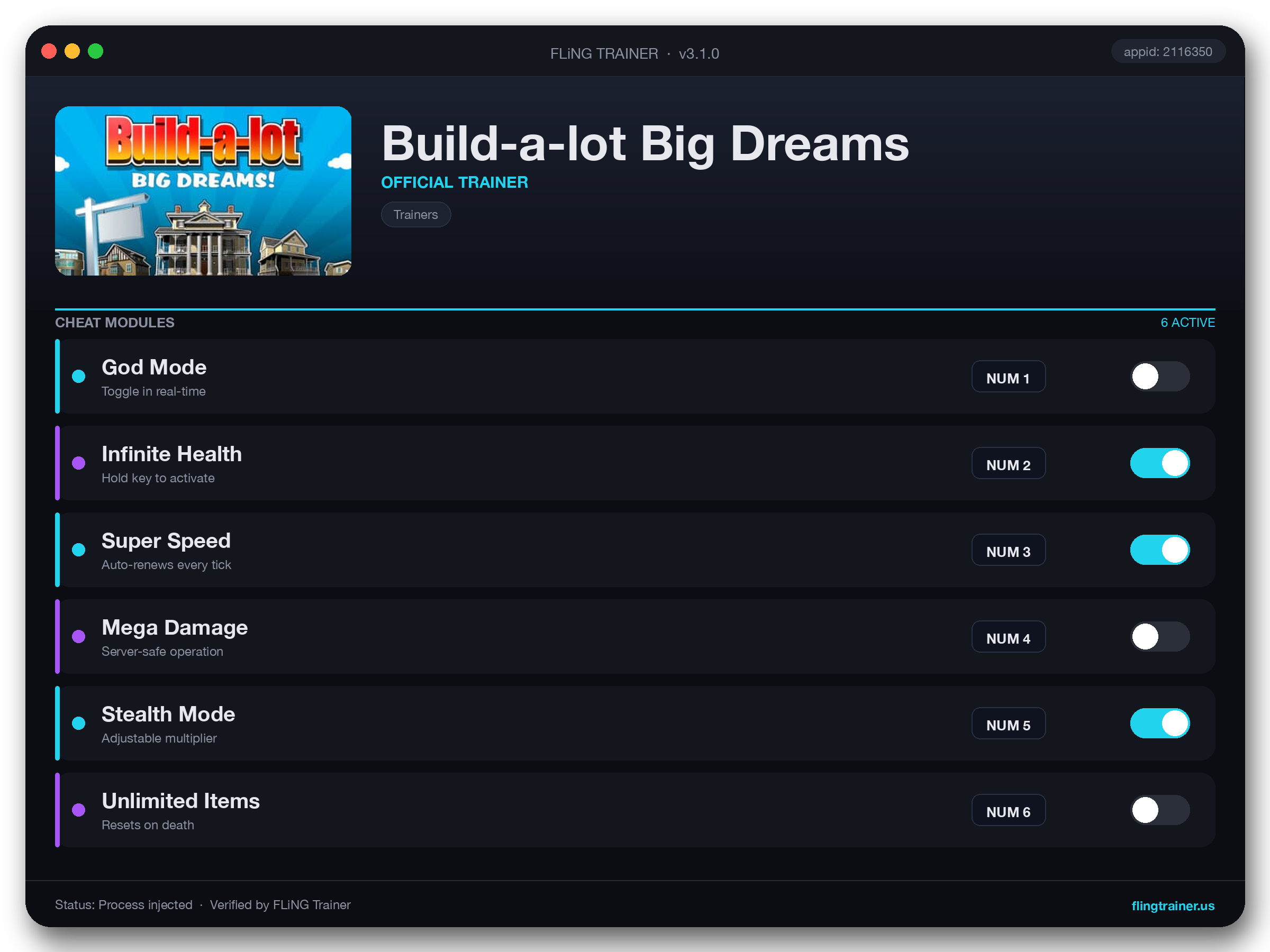 Build-a-lot Big Dreams Trainer interface