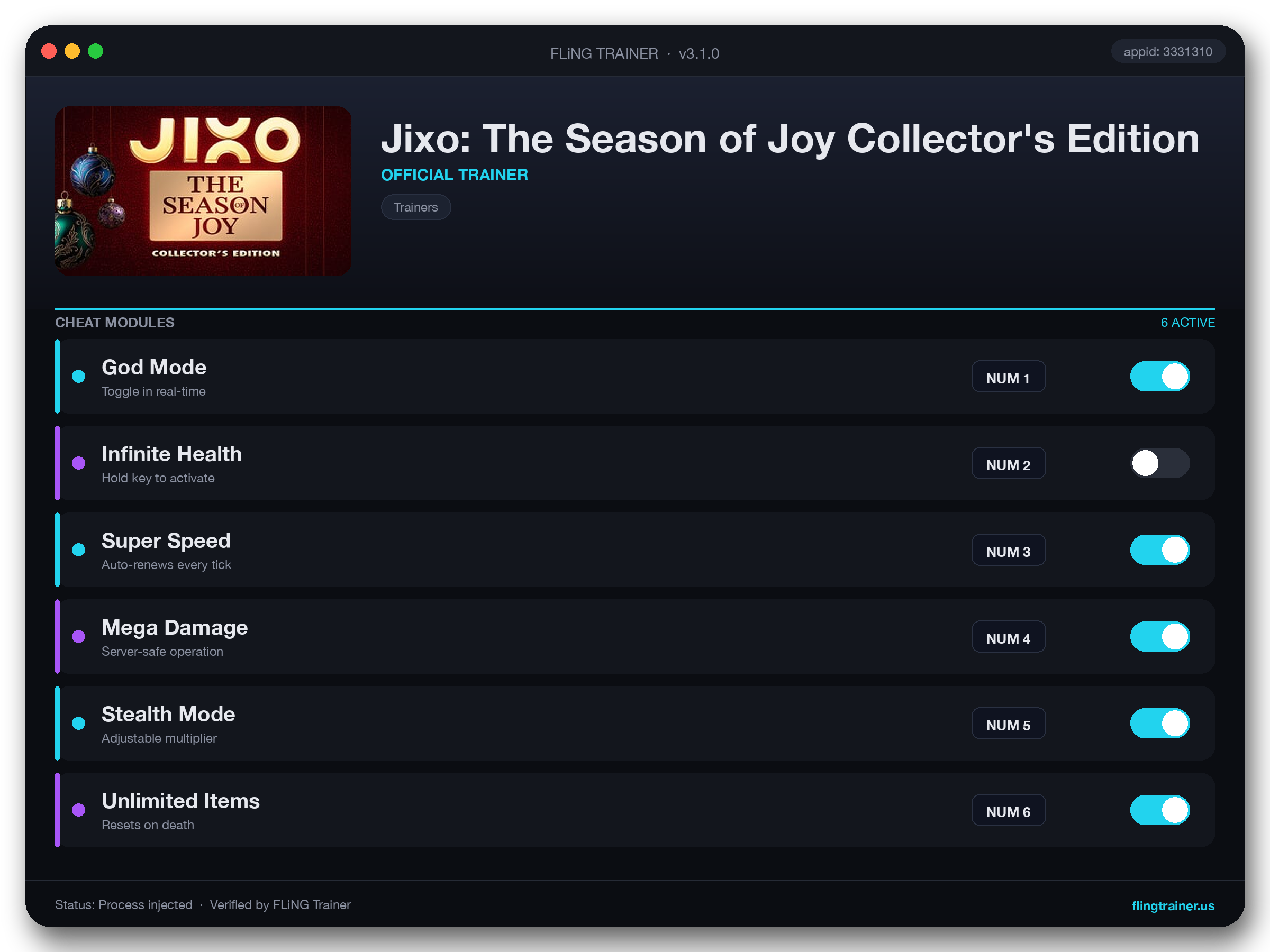 Jixo: The Season of Joy Collector's Edition Trainer interface
