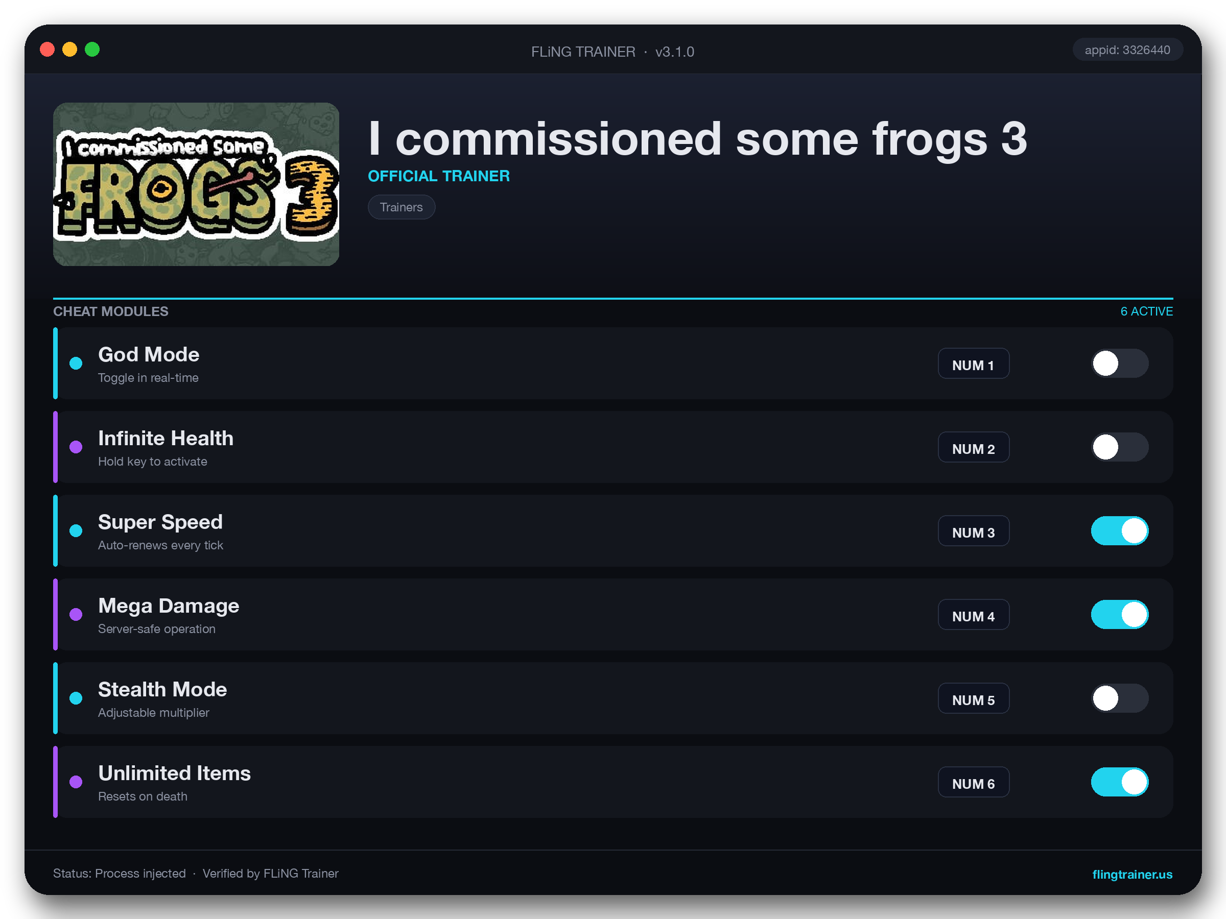 I commissioned some frogs 3 Trainer interface