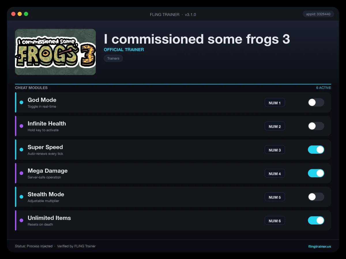 I commissioned some frogs 3 Trainer interface