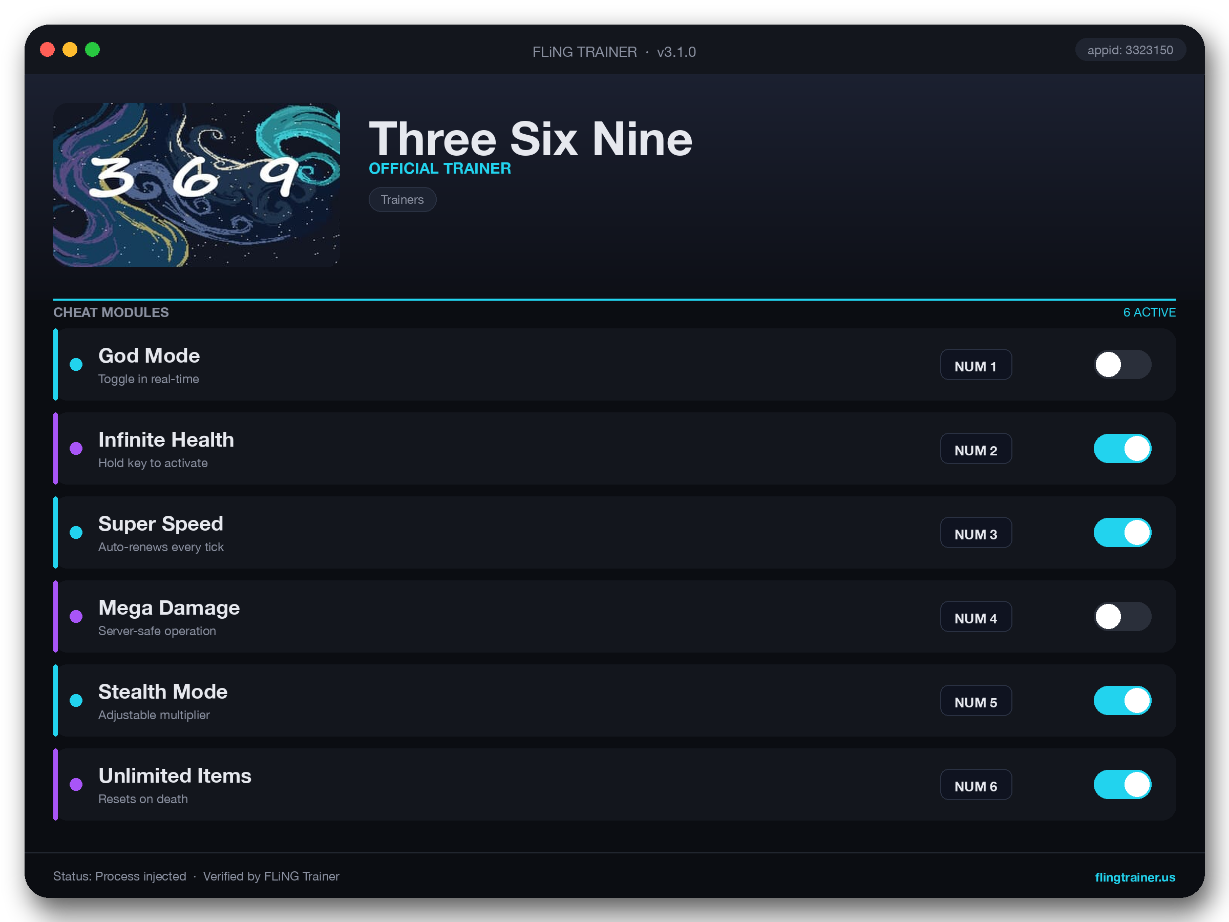 Three Six Nine Trainer interface