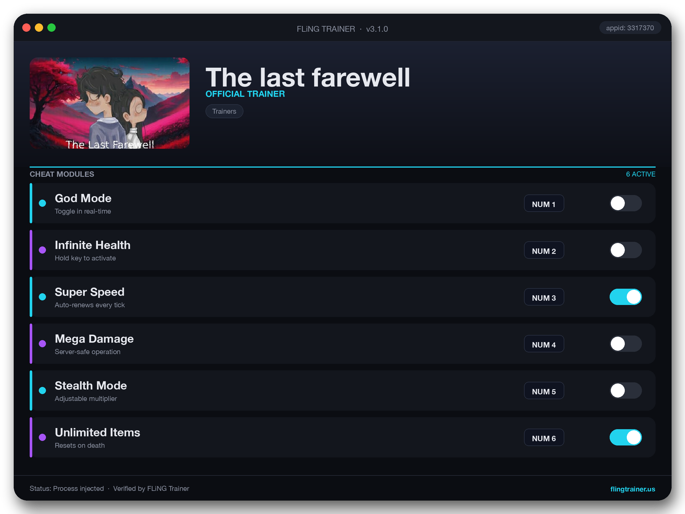 The last farewell Trainer interface