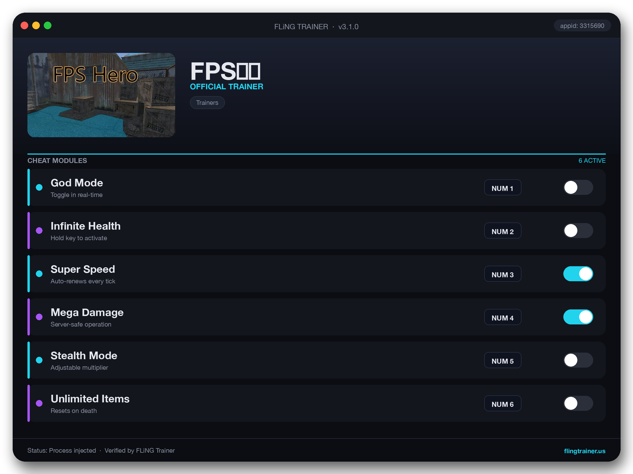 FPS英雄 Trainer interface