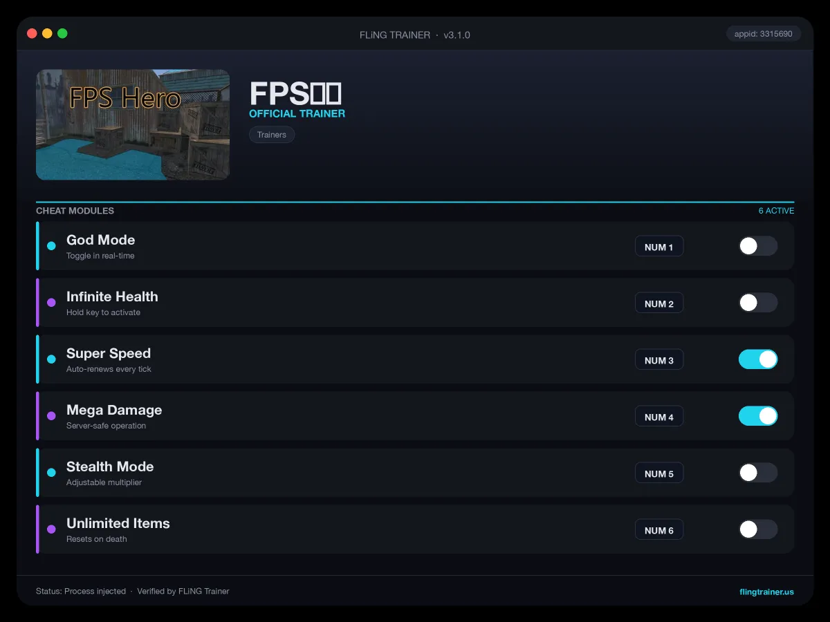FPS英雄 Trainer interface