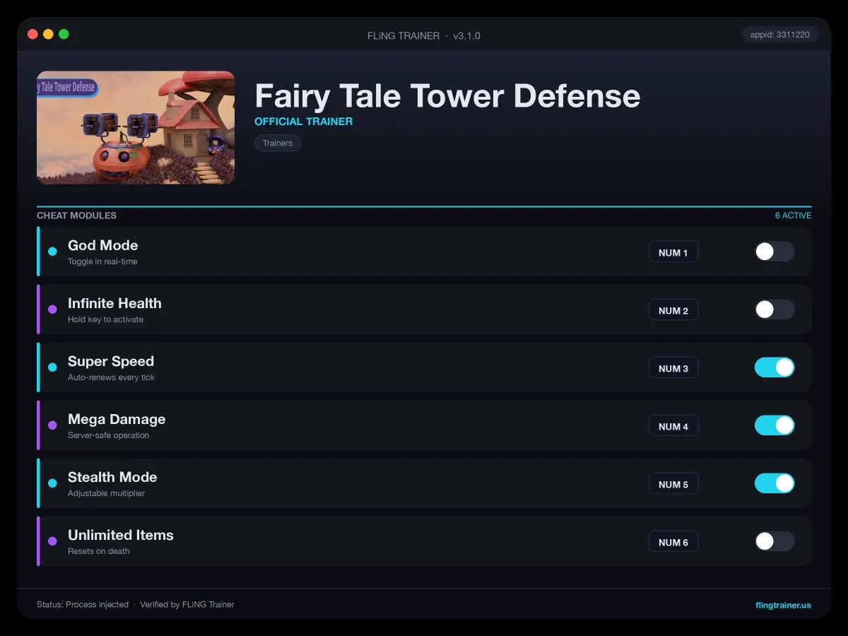 Fairy Tale Tower Defense Trainer interface