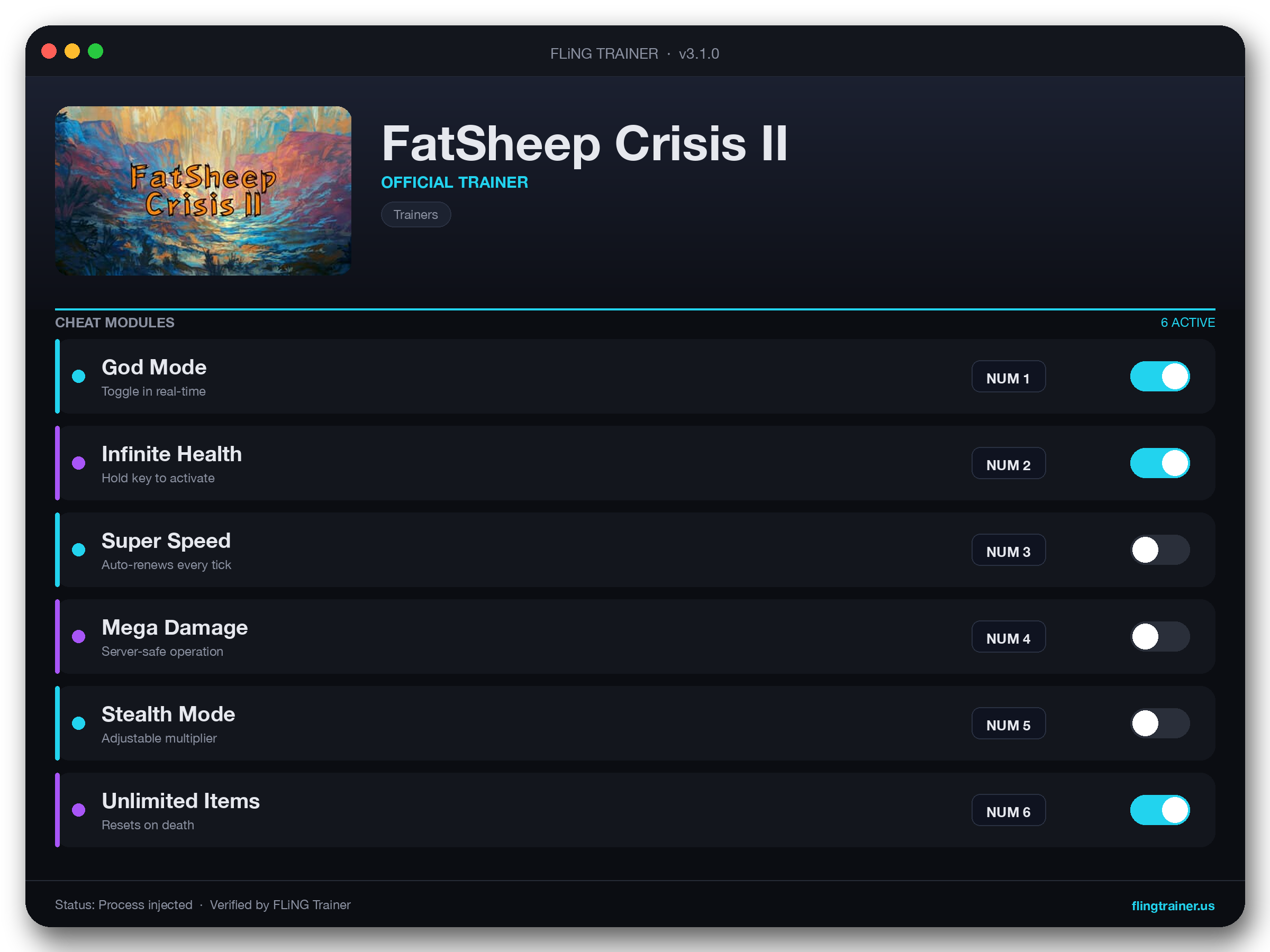 FatSheep Crisis II Trainer interface