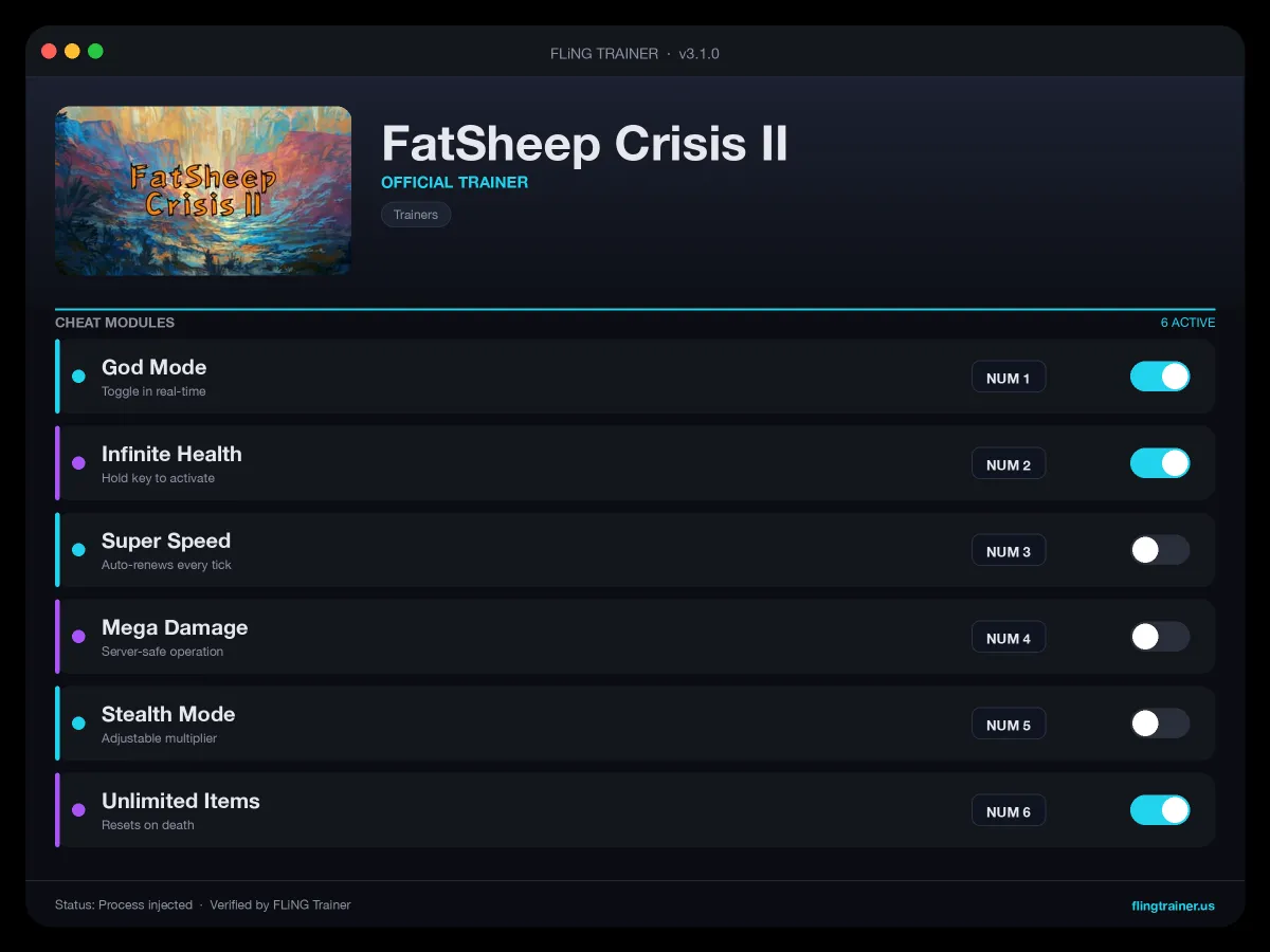 FatSheep Crisis II Trainer interface