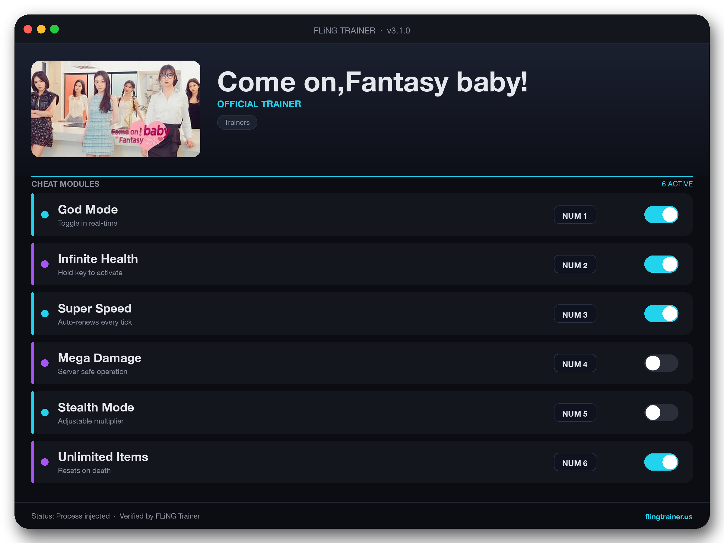 Come on,Fantasy baby! Trainer interface