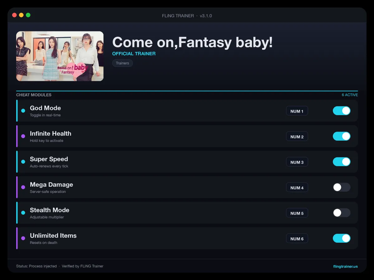 Come on,Fantasy baby! Trainer interface
