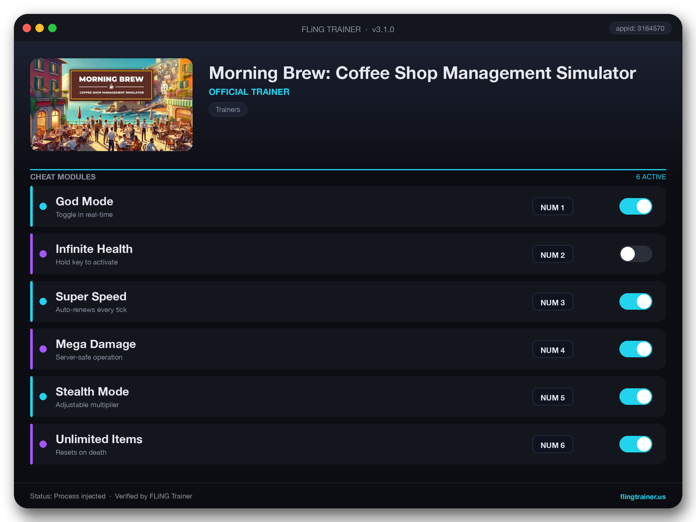 Morning Brew: Coffee Shop Management Simulator Trainer interface