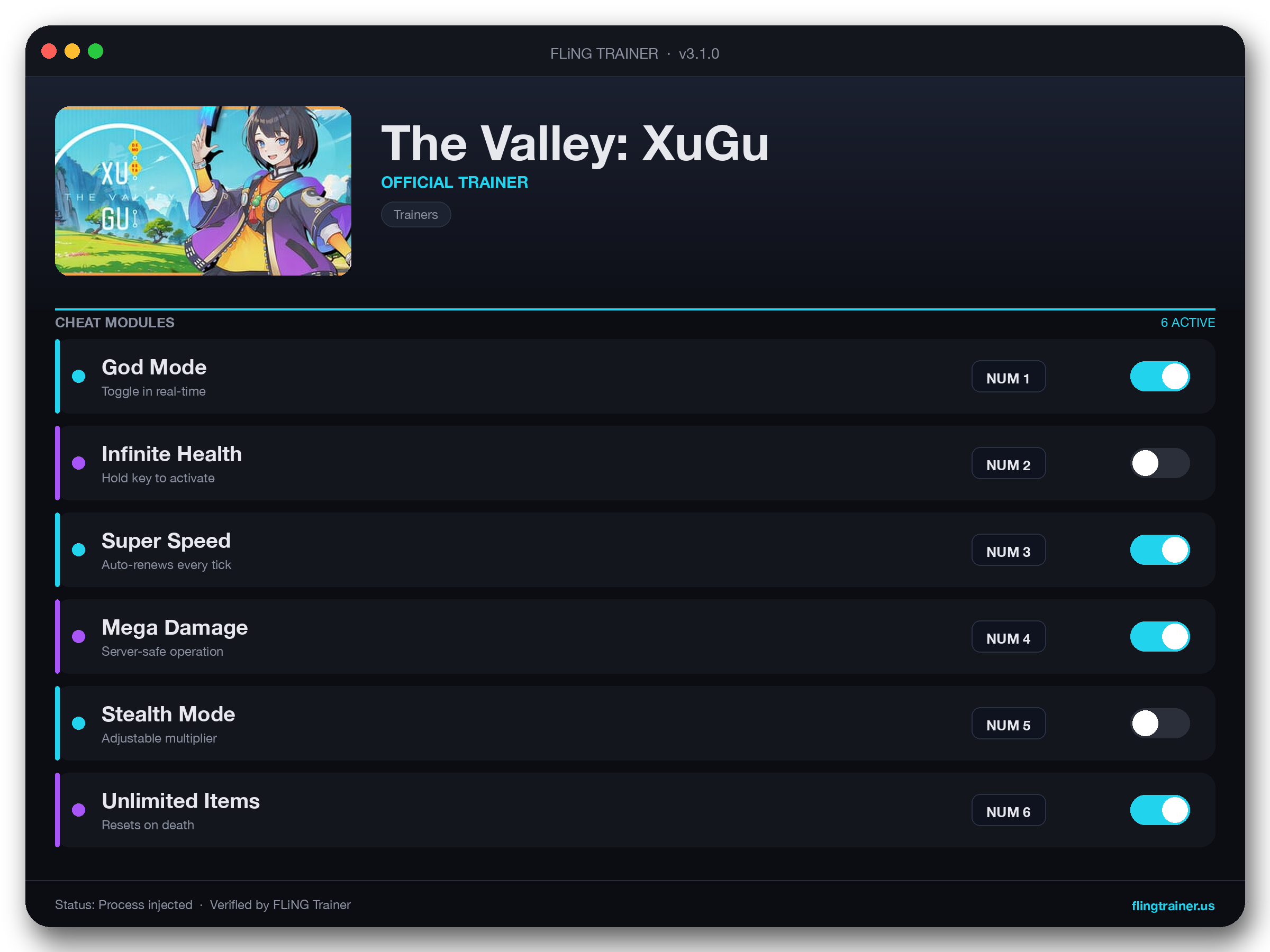 The Valley: XuGu Trainer interface