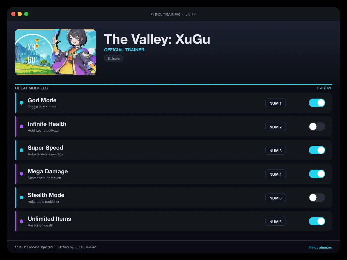 The Valley: XuGu Trainer interface