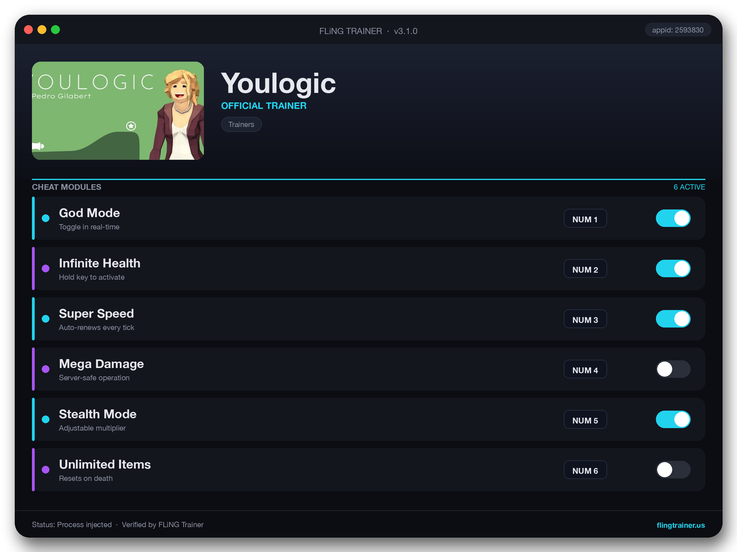 Youlogic Trainer interface