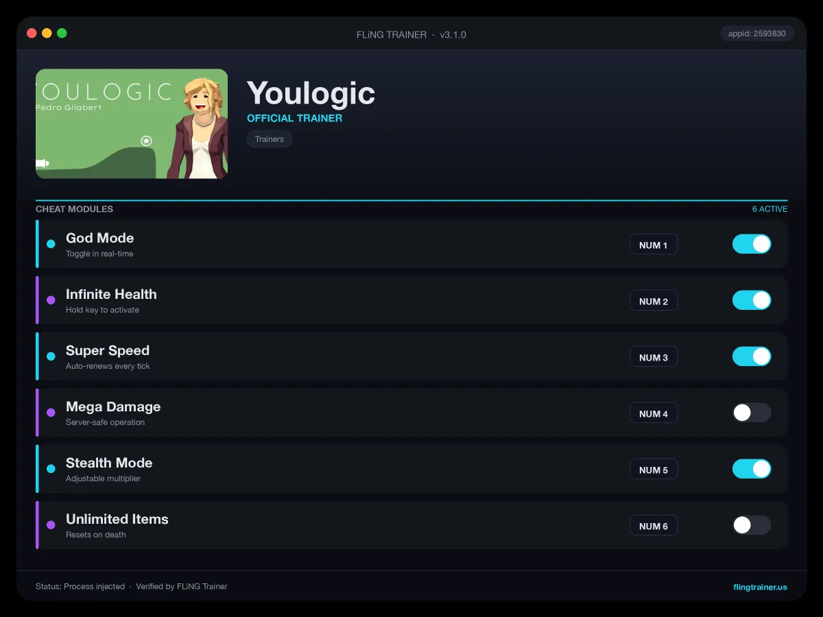 Youlogic Trainer interface