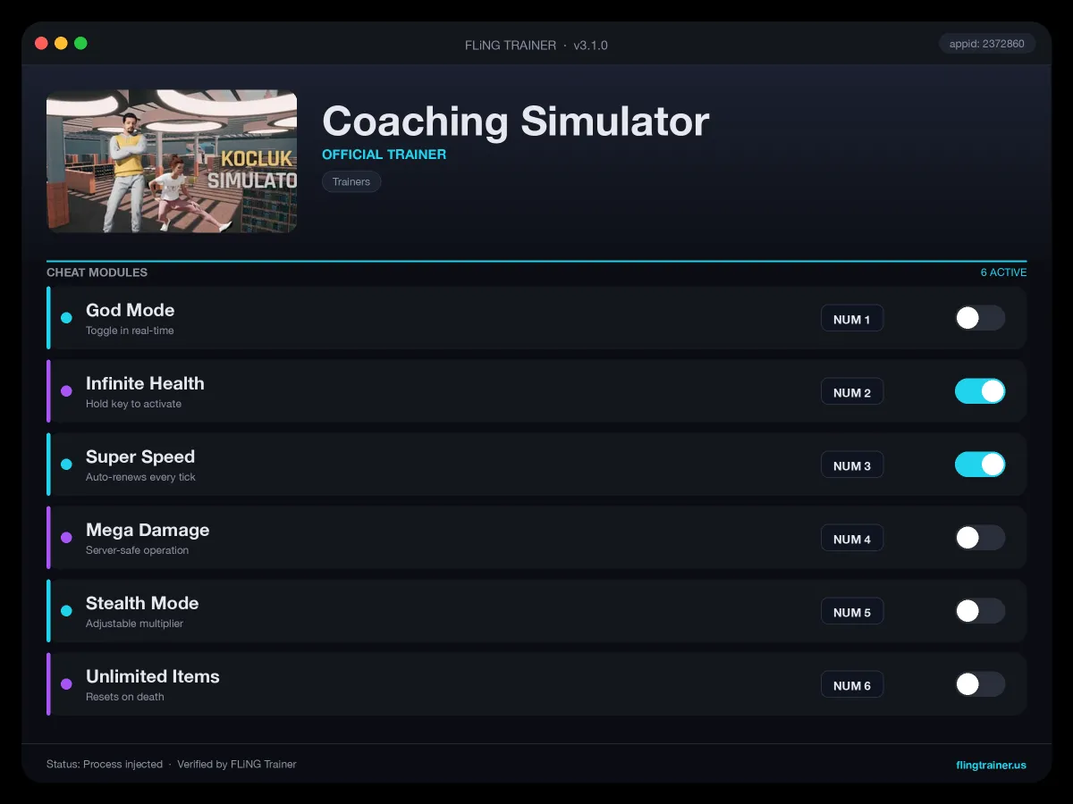 Coaching Simulator Trainer interface