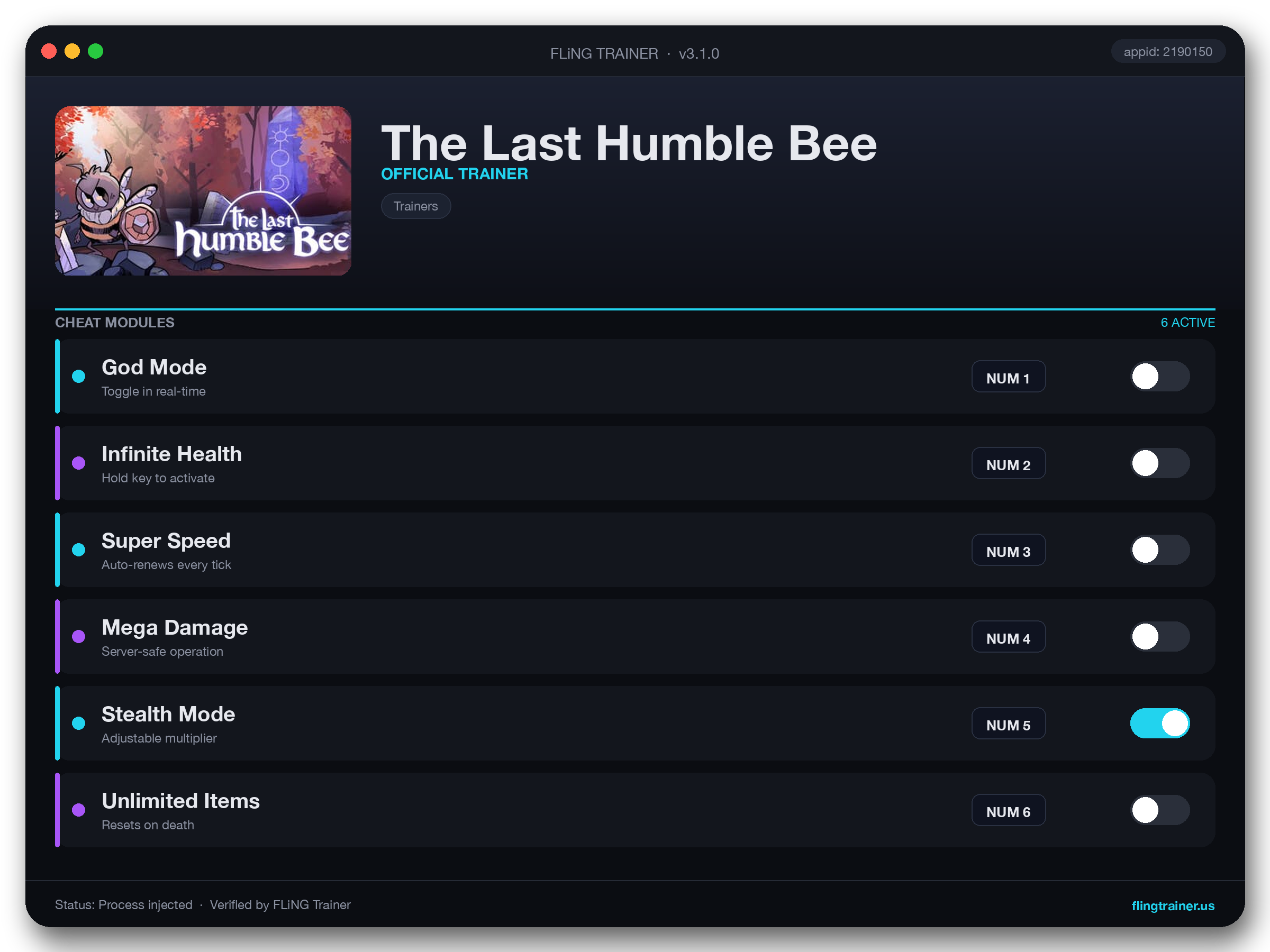 The Last Humble Bee Trainer interface