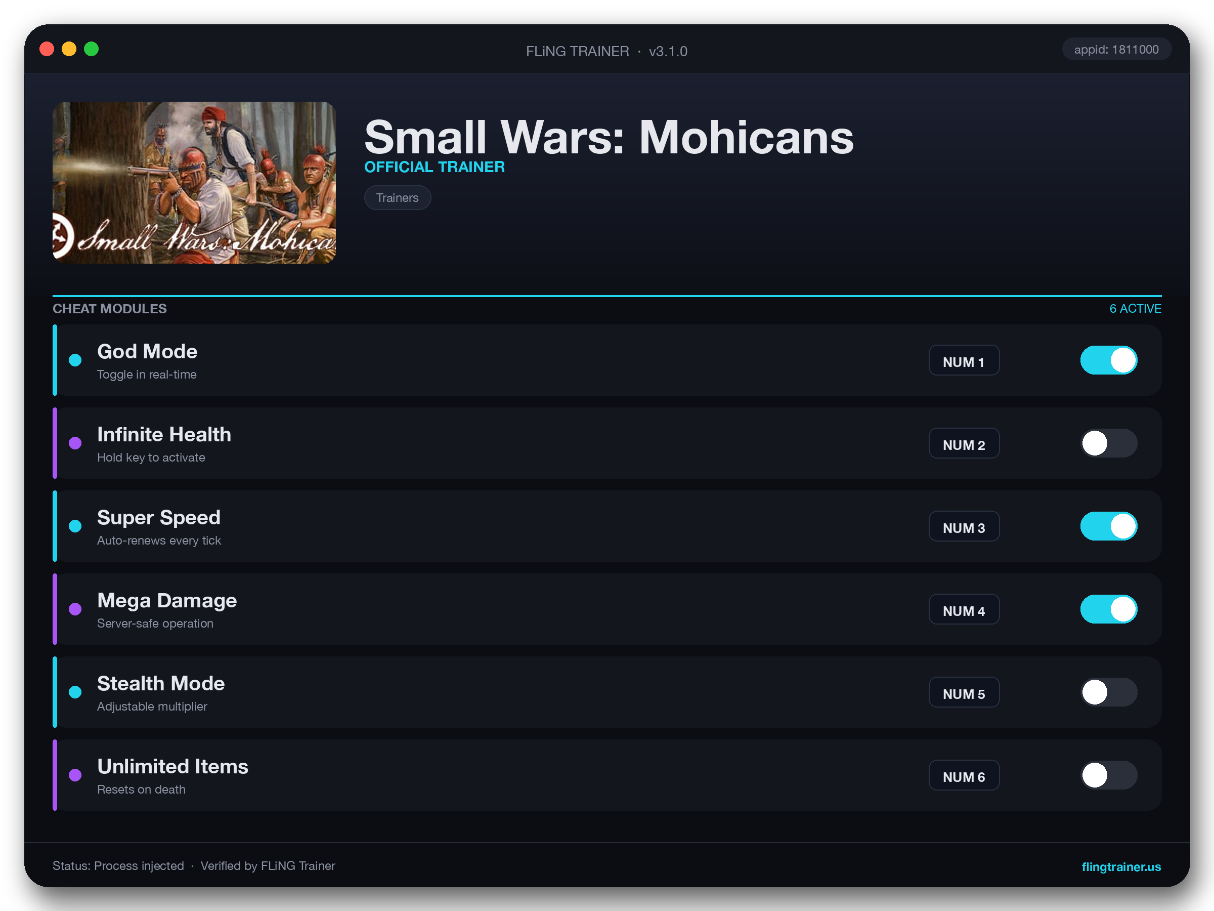 Small Wars: Mohicans Trainer interface