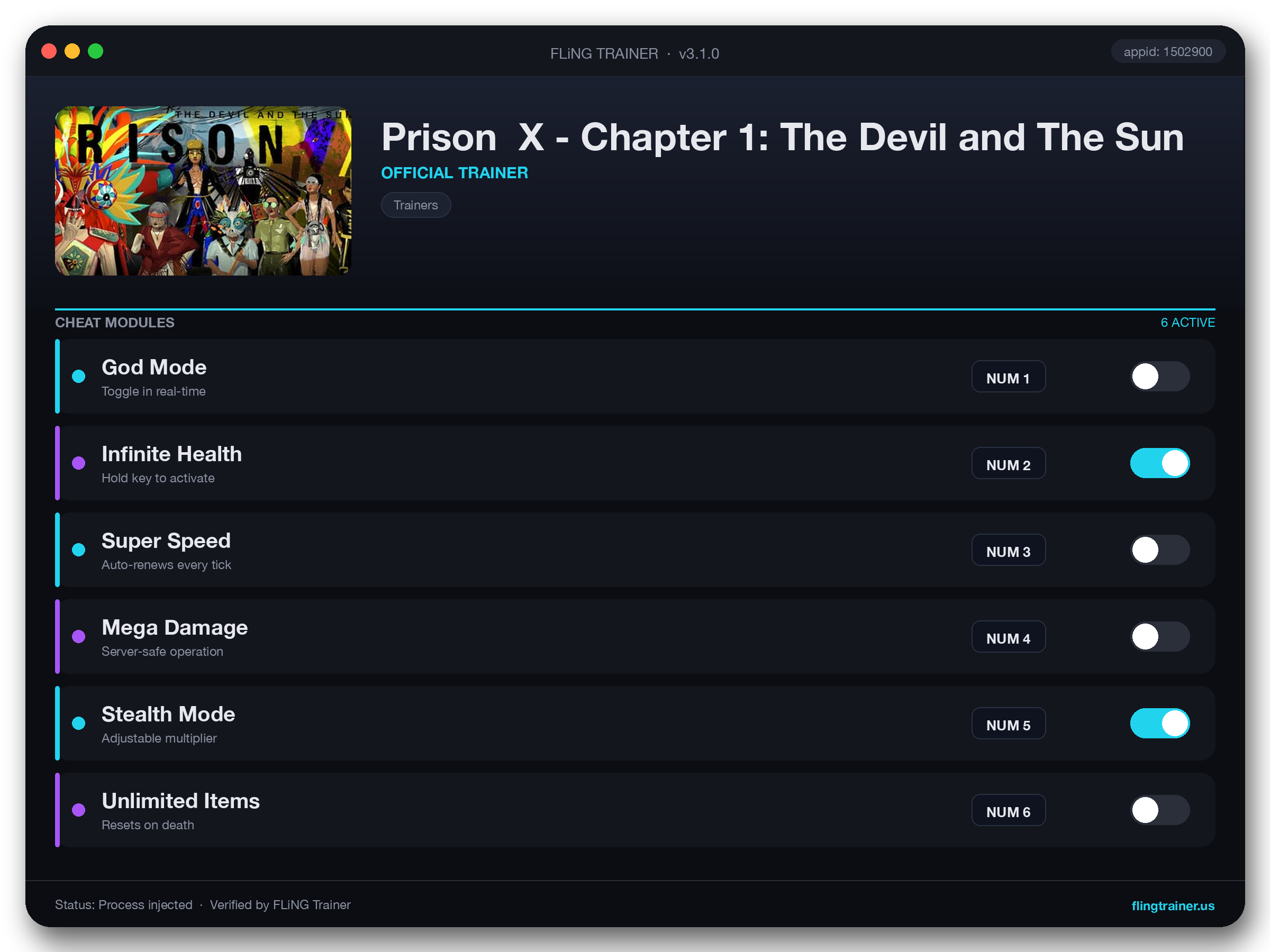Prison  X - Chapter 1: The Devil and The Sun Trainer interface