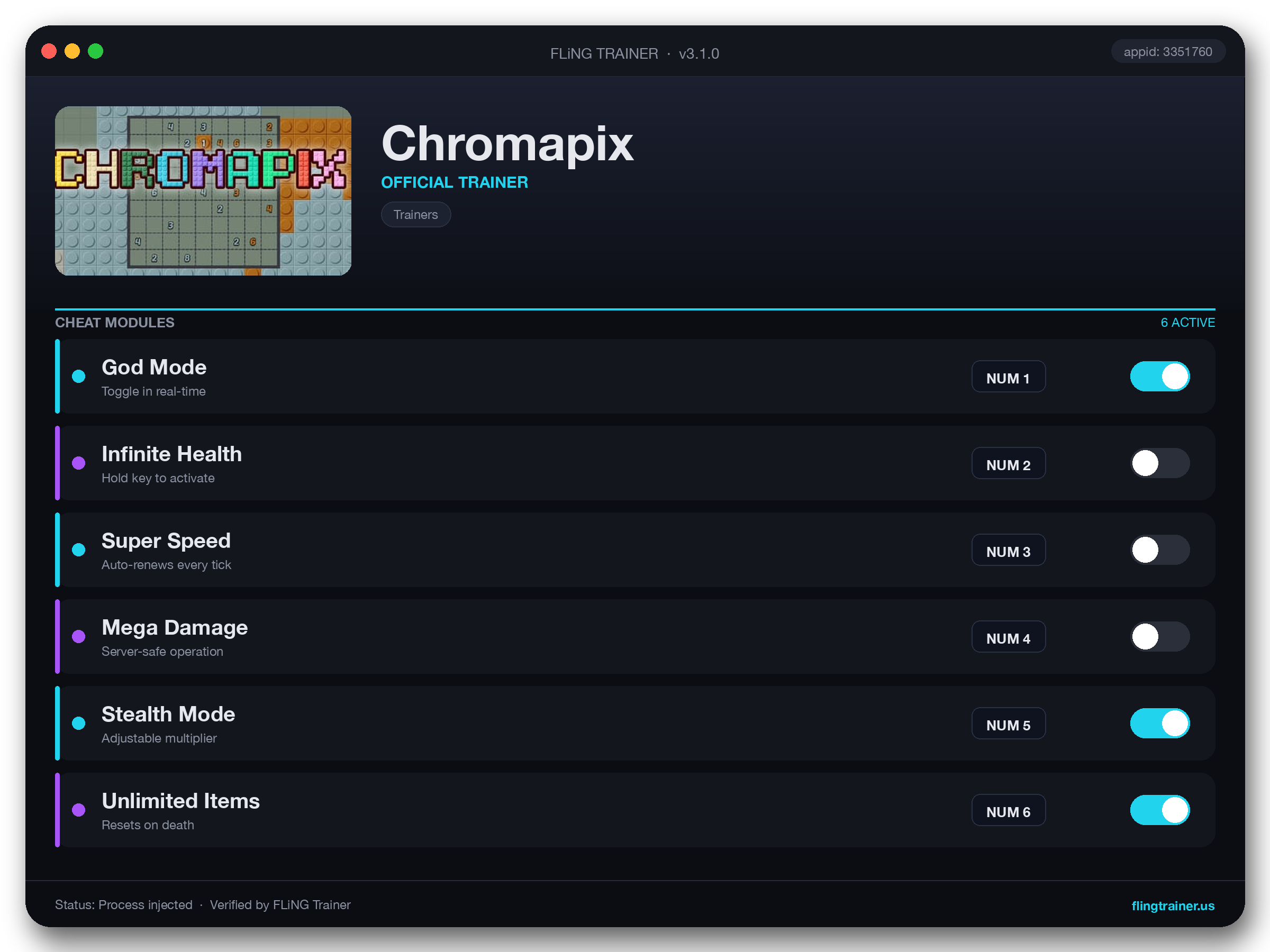 Chromapix Trainer interface