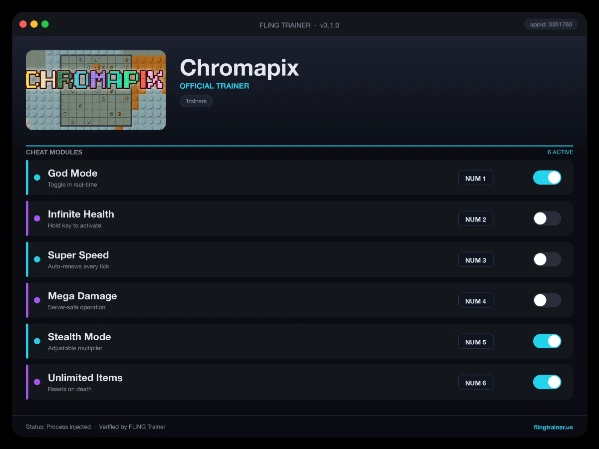 Chromapix Trainer interface