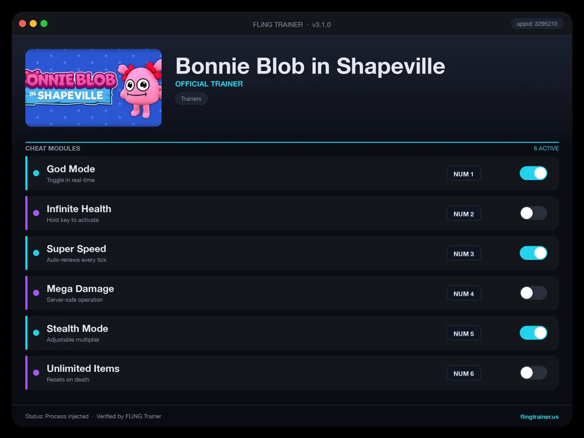 Bonnie Blob in Shapeville Trainer interface