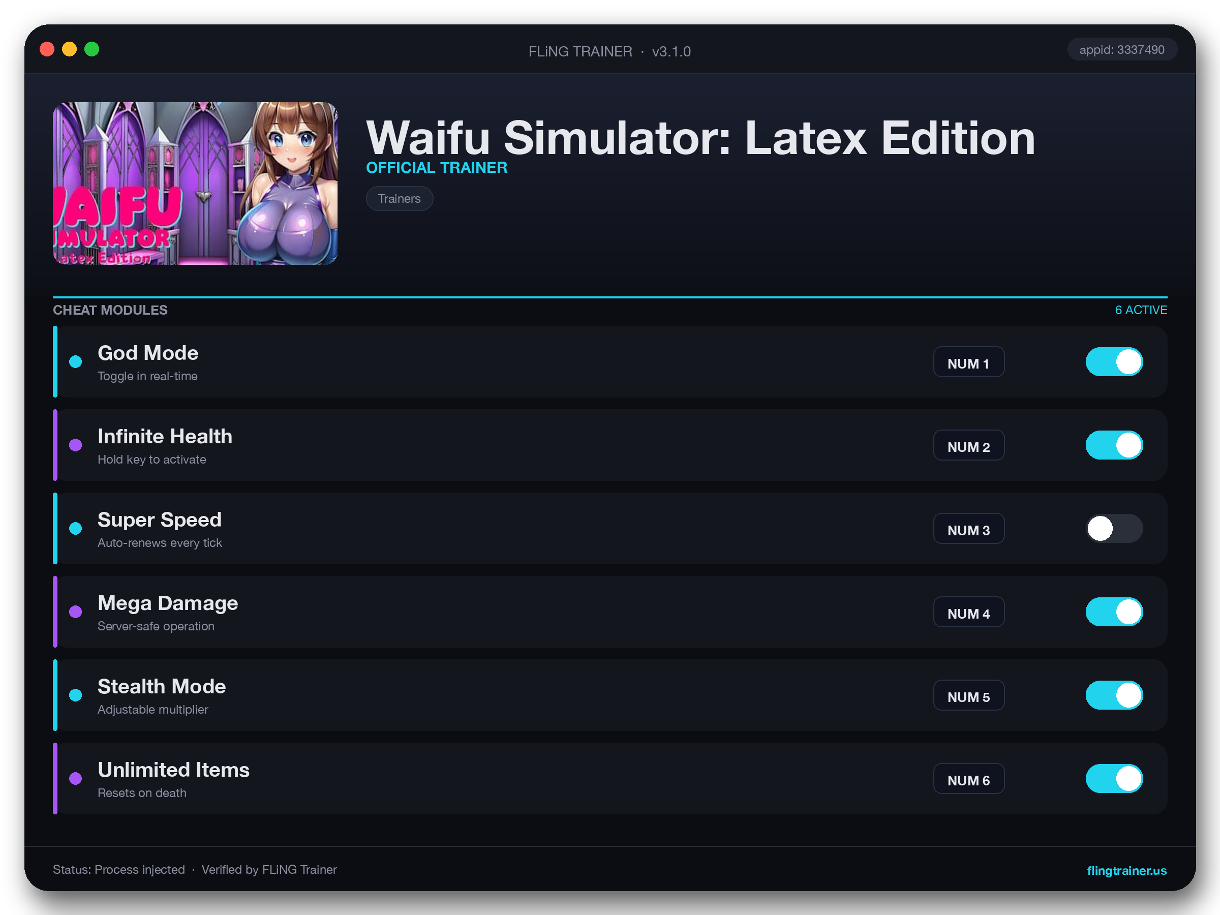Waifu Simulator: Latex Edition Trainer interface