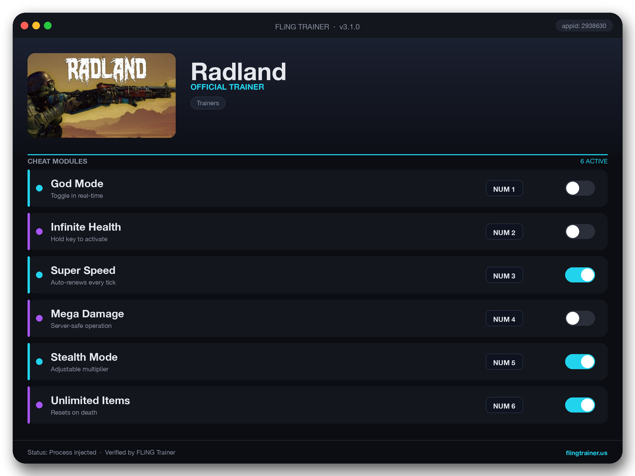 Radland Trainer interface