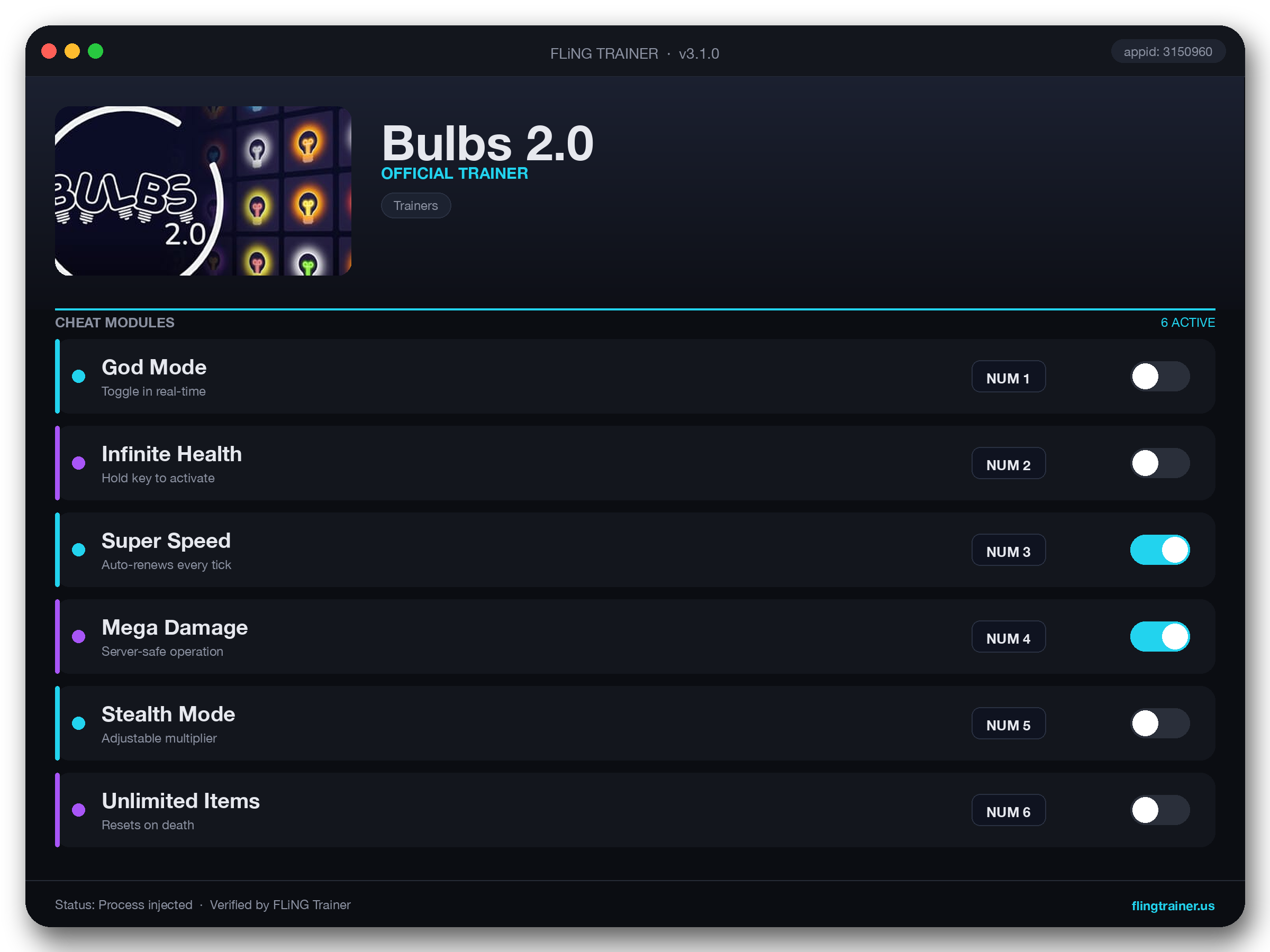 Bulbs 2.0 Trainer interface
