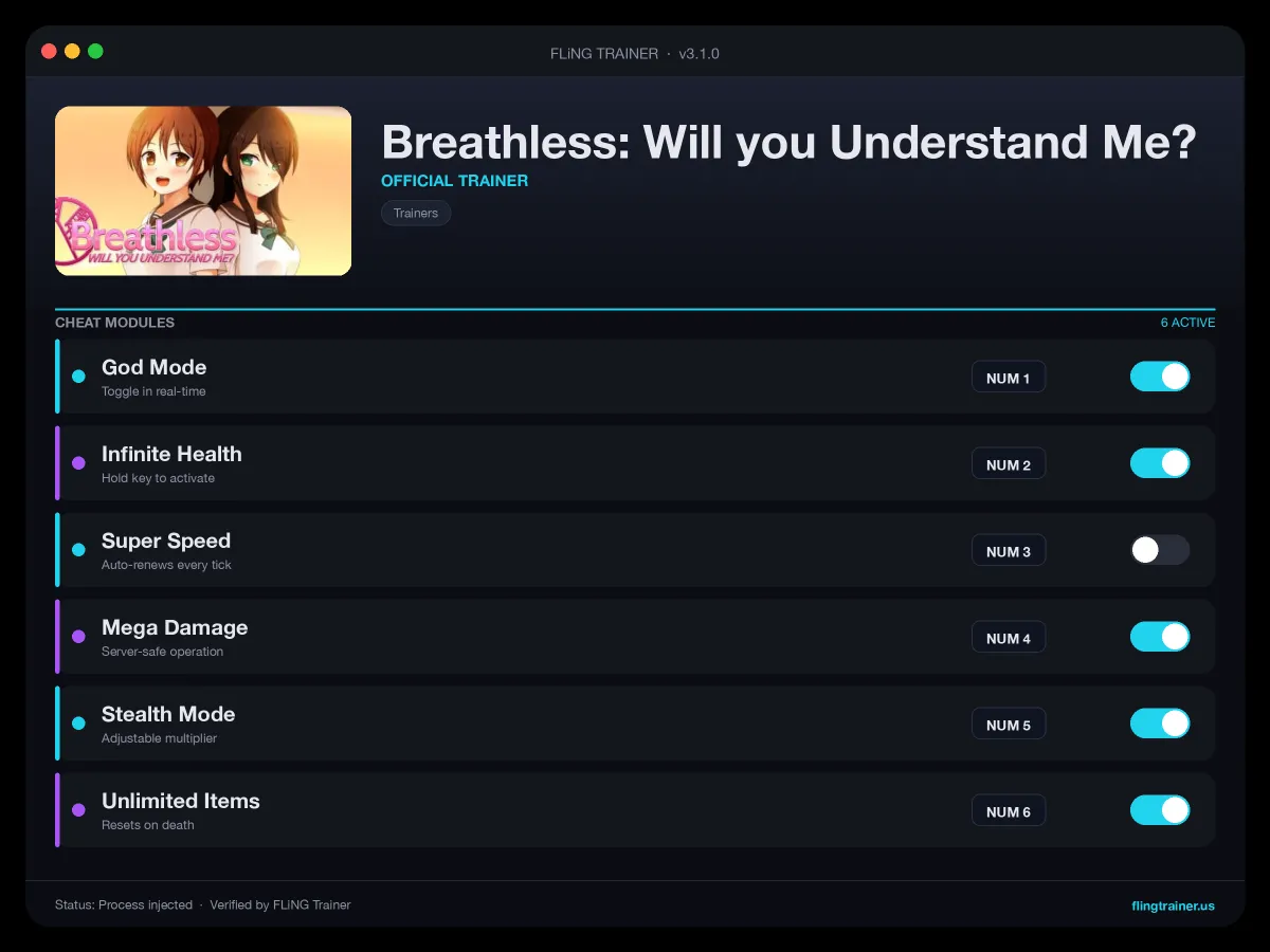 Breathless: Will you Understand Me? Trainer interface