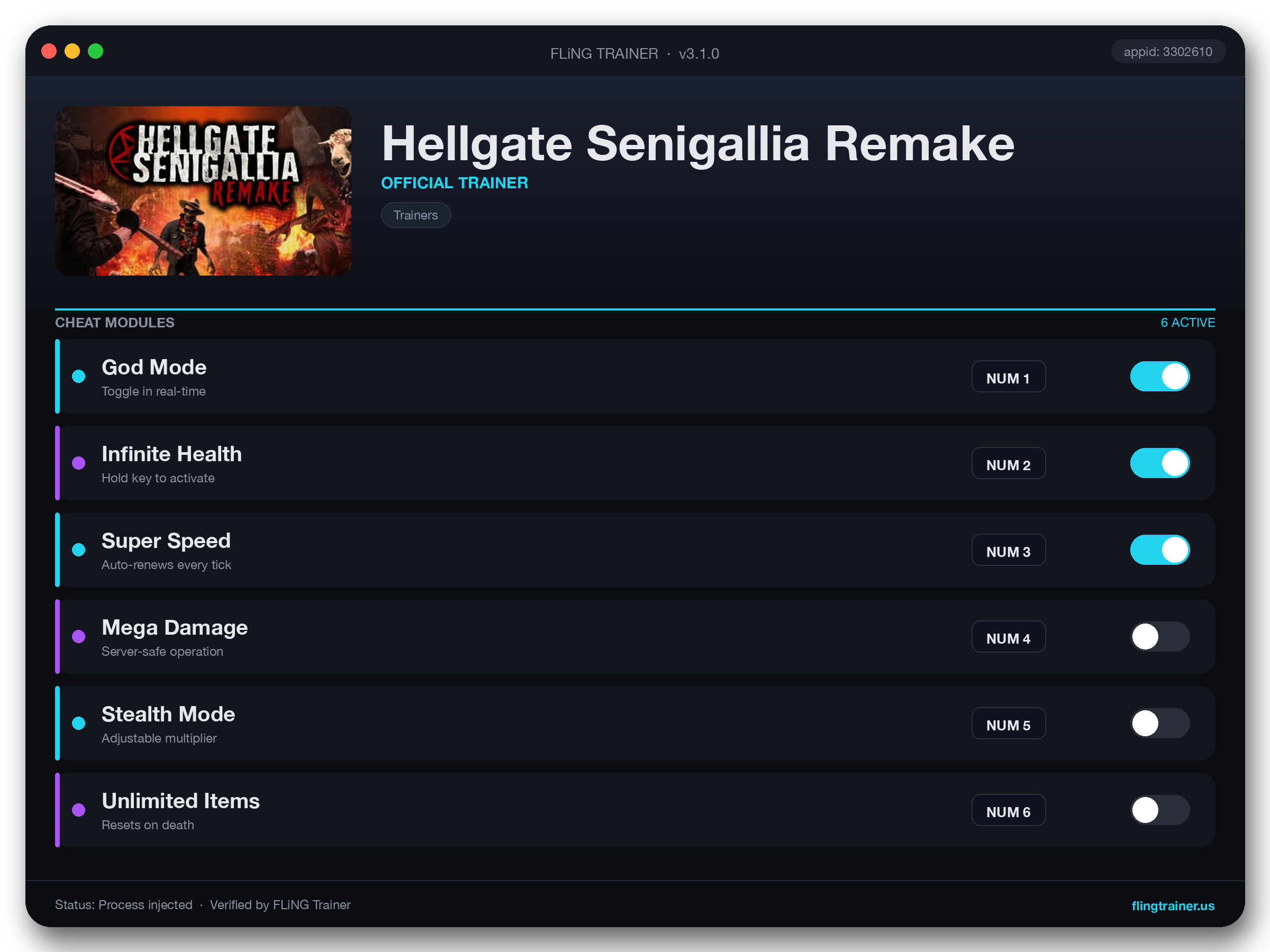 Hellgate Senigallia Remake Trainer interface