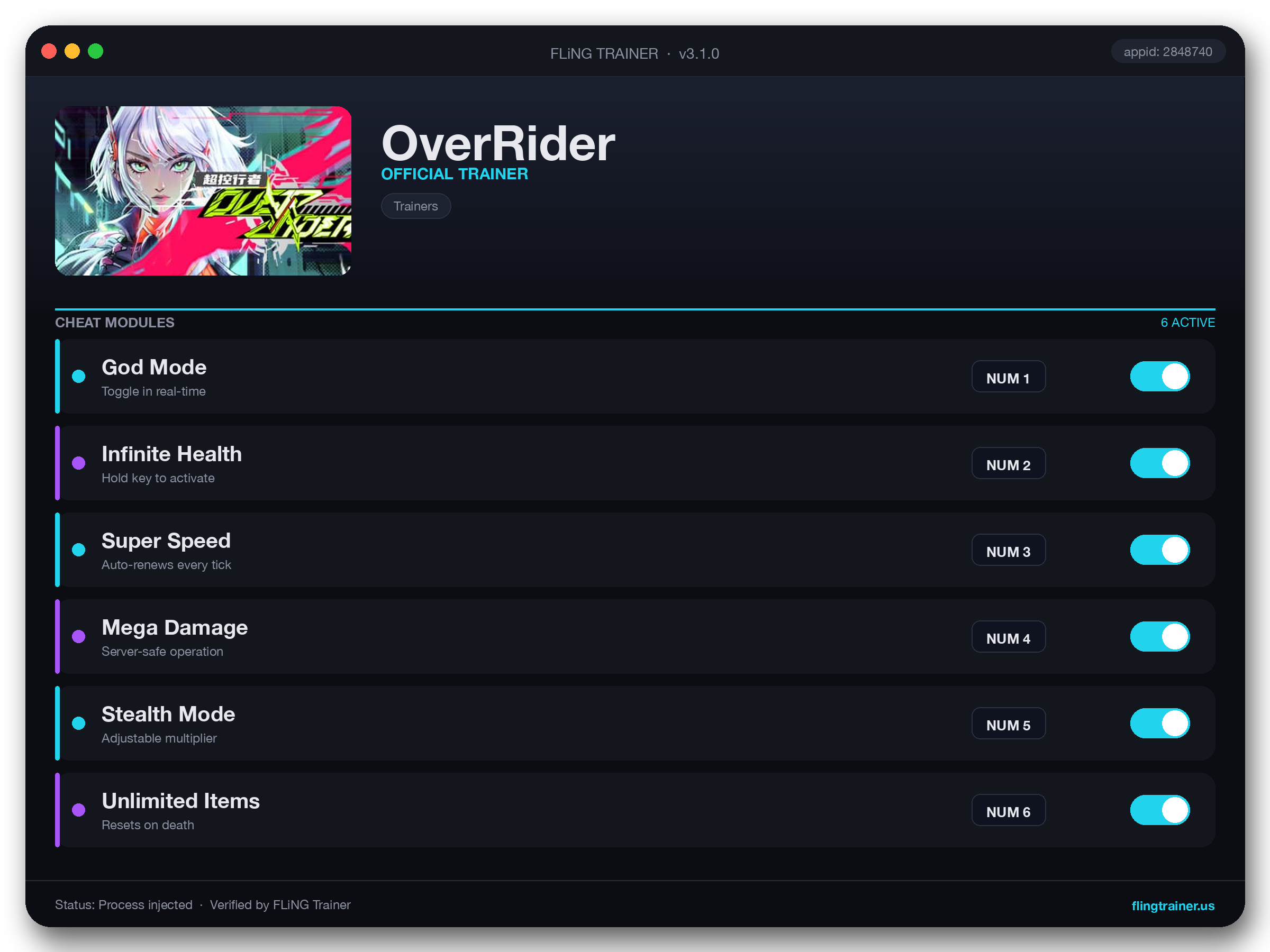 OverRider Trainer interface