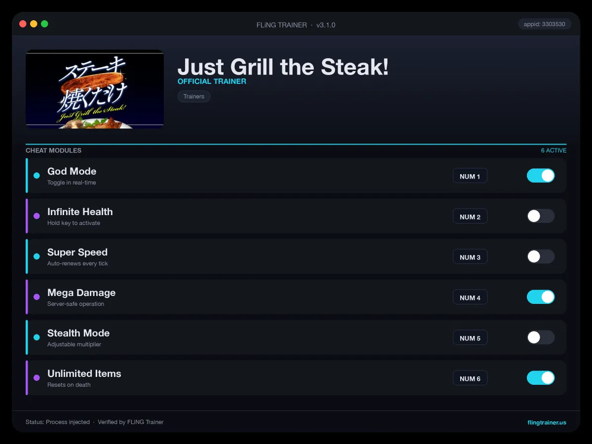 Just Grill the Steak! Trainer interface