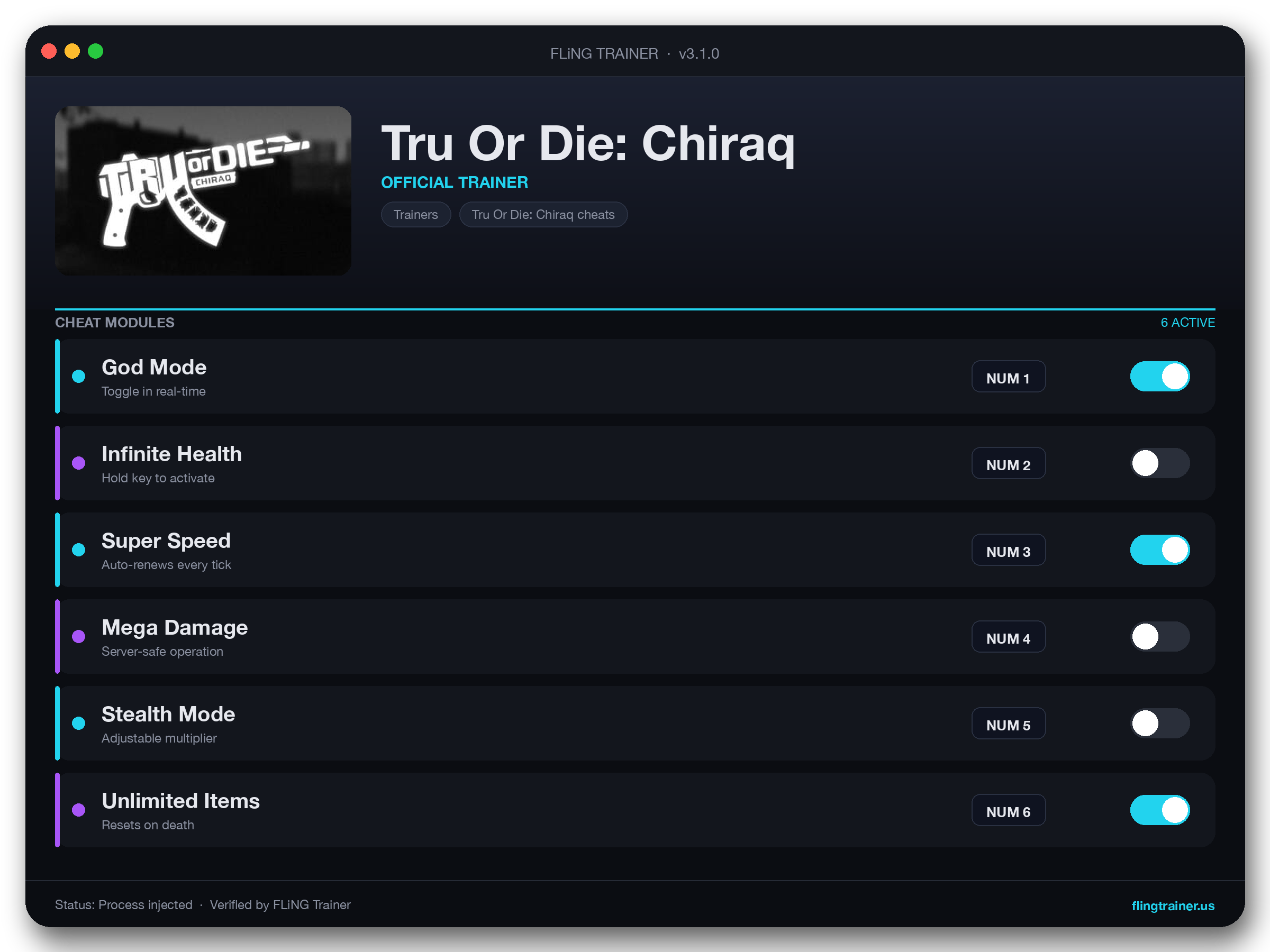 Tru Or Die: Chiraq Trainer interface