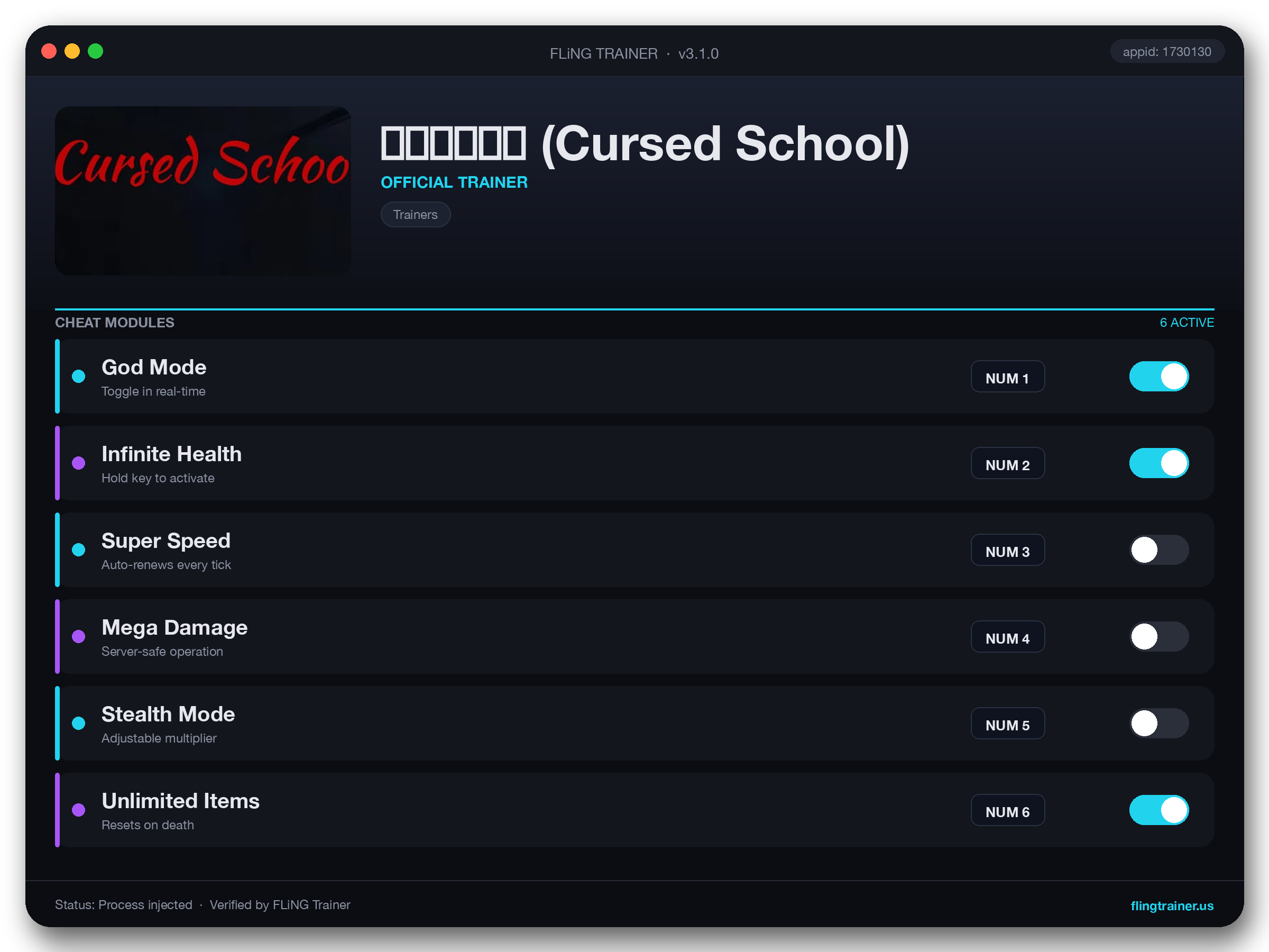 저주받은학교 (Cursed School) Trainer interface