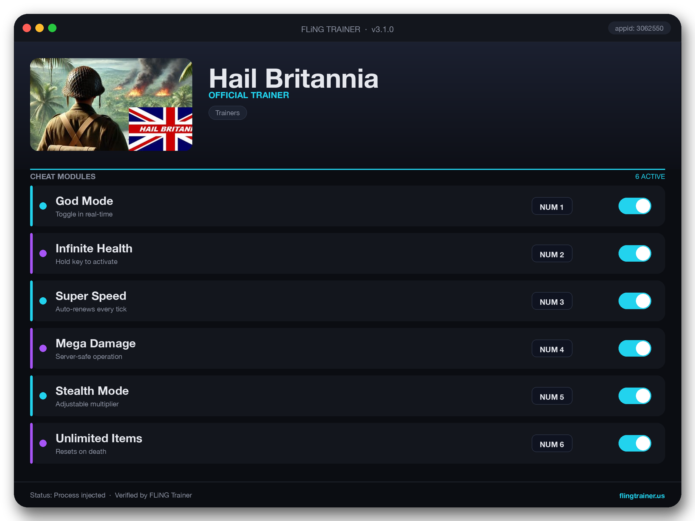 Hail Britannia Trainer interface