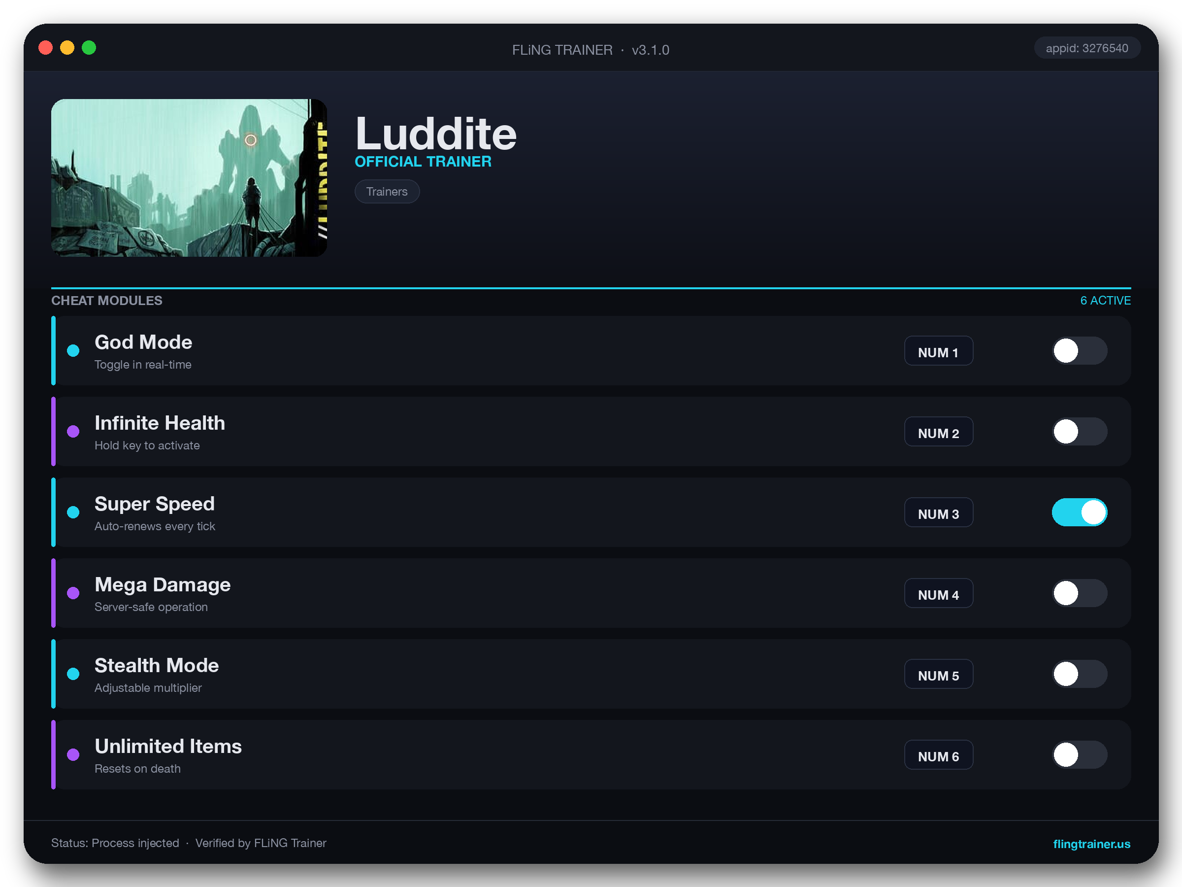 Luddite Trainer interface