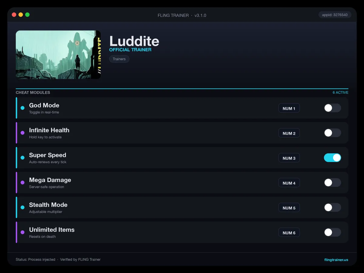 Luddite Trainer interface