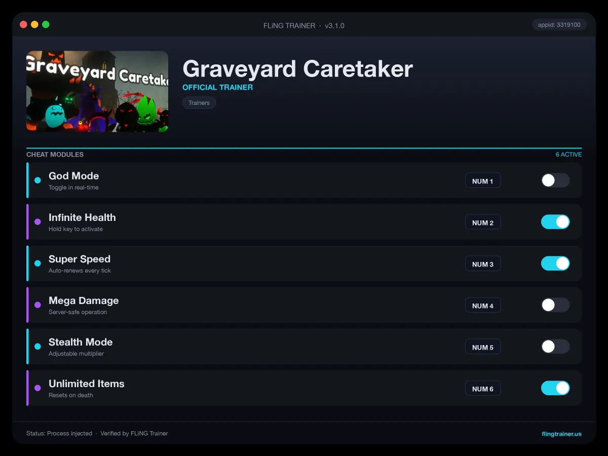 Graveyard Caretaker Trainer interface