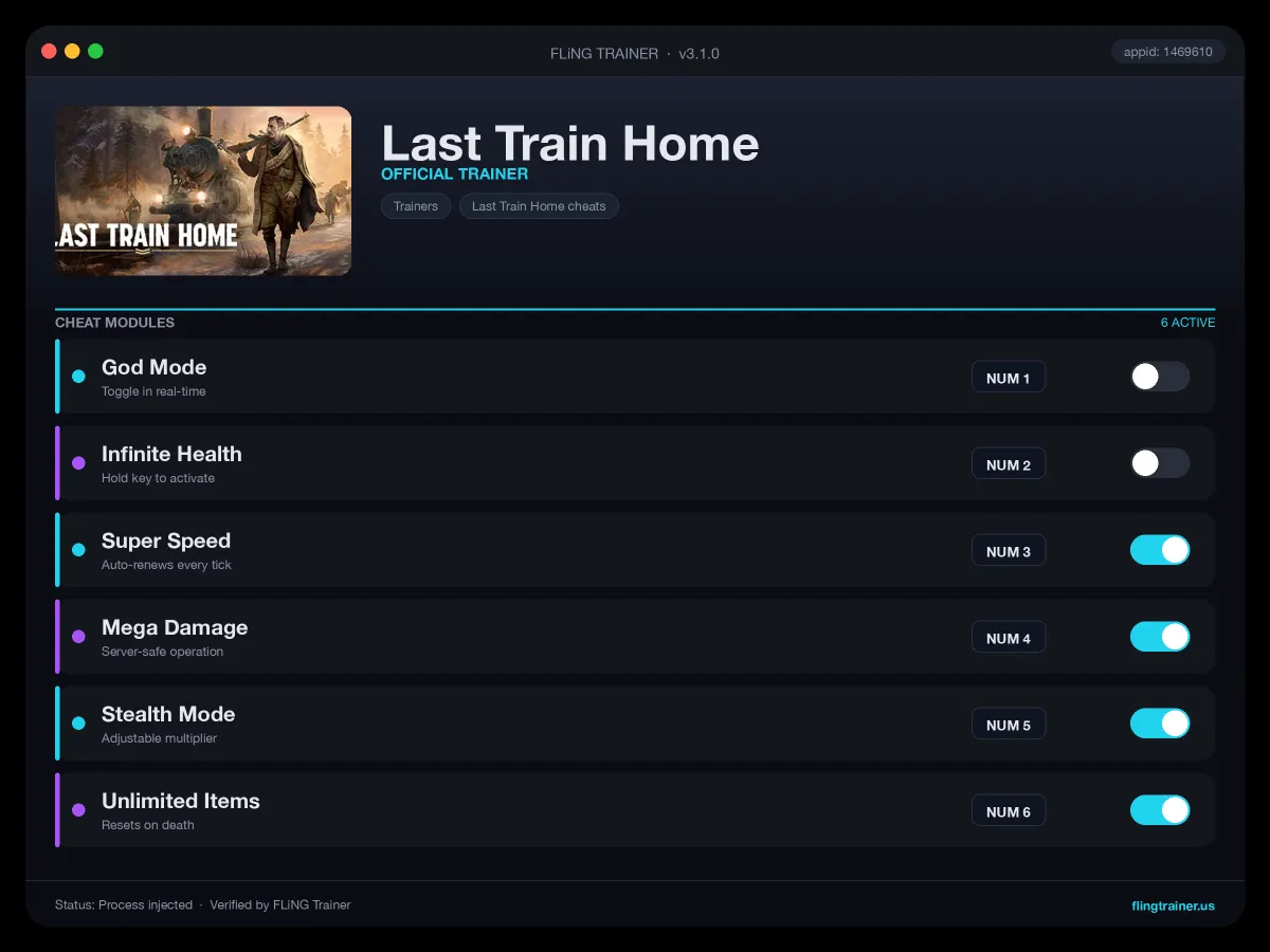 Last Train Home Trainer interface
