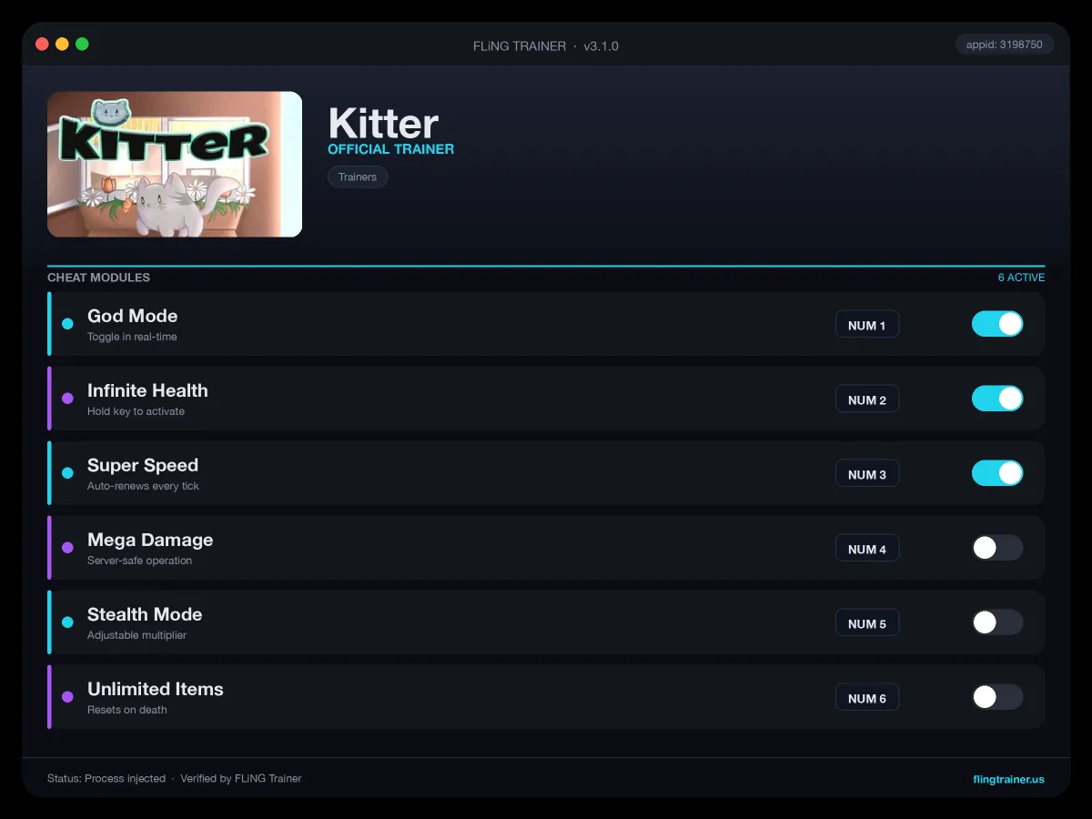 Kitter Trainer interface