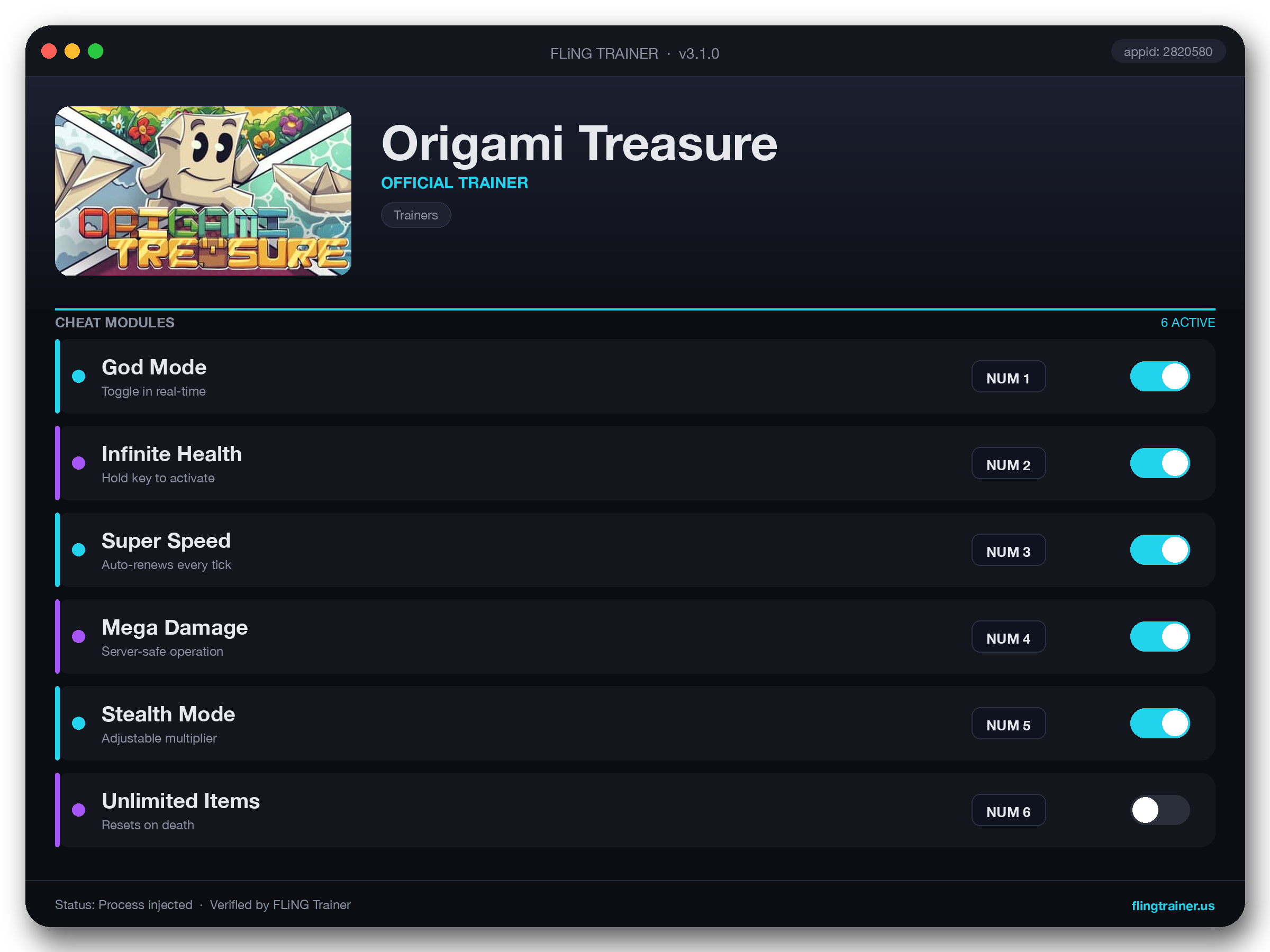 Origami Treasure Trainer interface