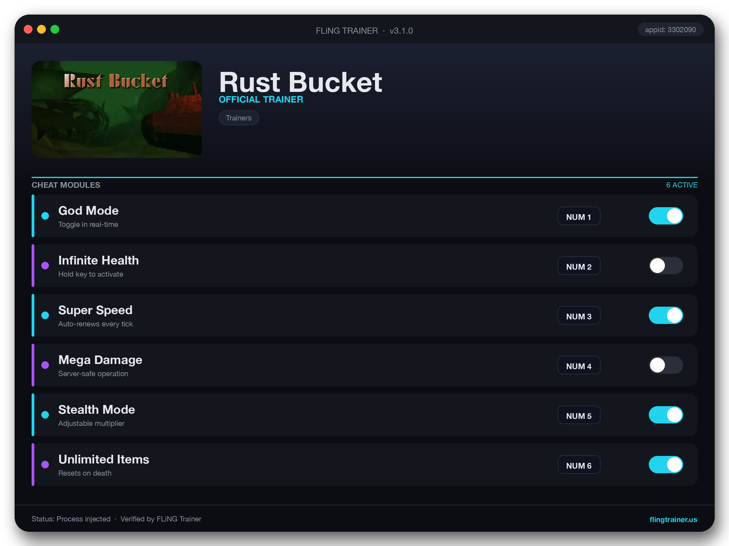Rust Bucket Trainer interface