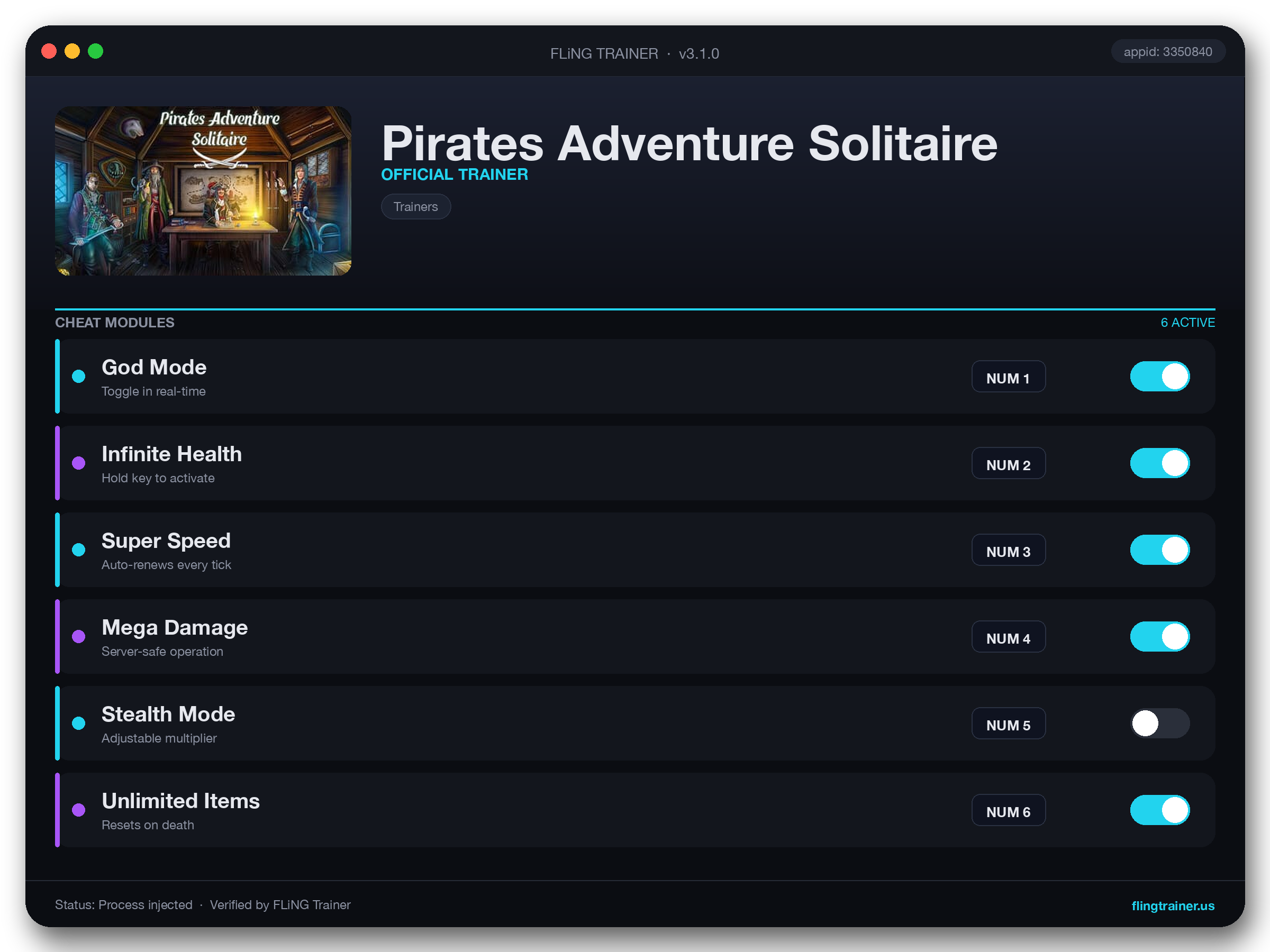 Pirates Adventure Solitaire Trainer interface