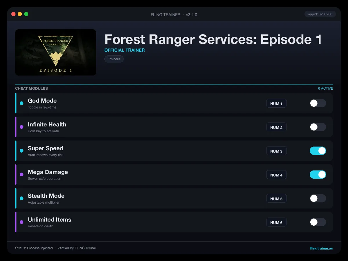 Forest Ranger Services: Episode 1 Trainer interface