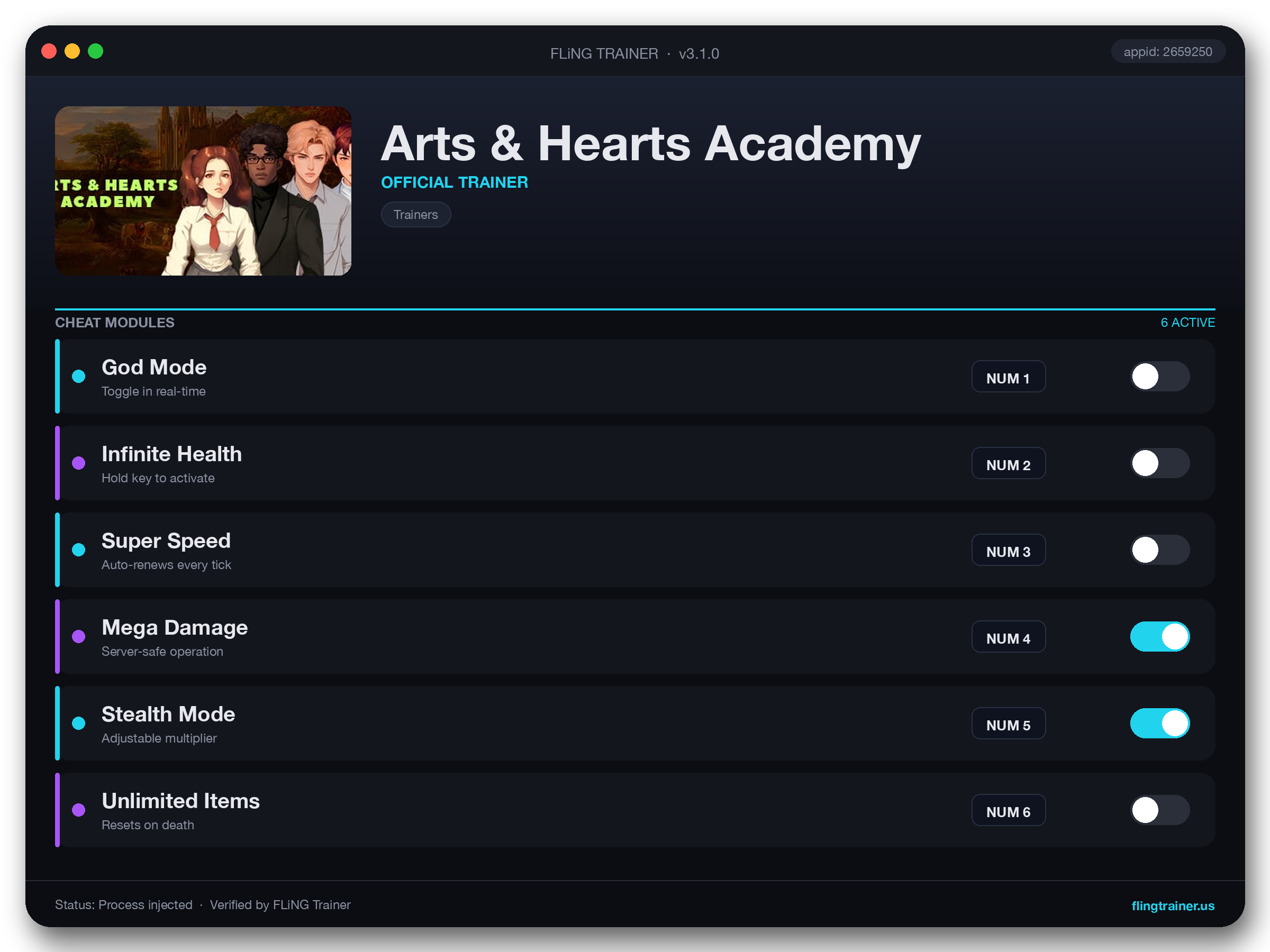Arts & Hearts Academy Trainer interface
